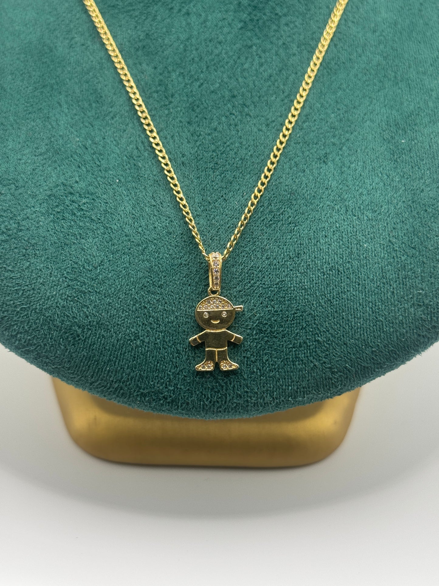 💎 20-Inch 14K Gold Curb Link Necklace with Baby Pendant