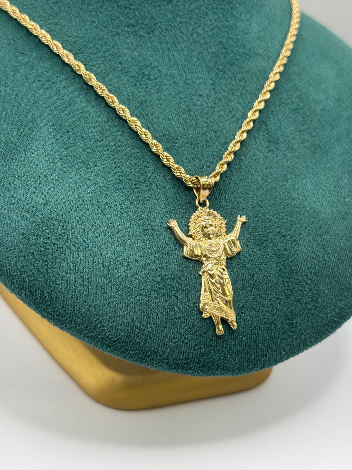 14K Gold Rope Chain – 24” with Divine Child Pendant (3mm Chain)