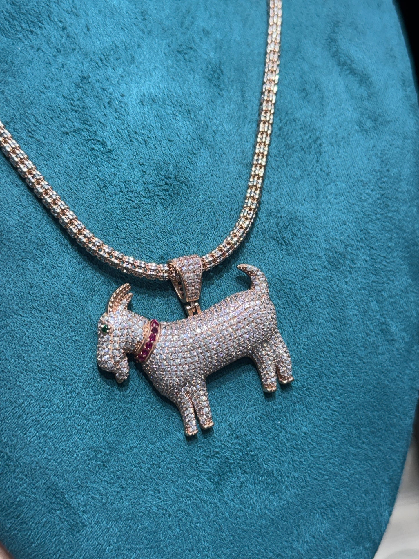 14K Rose Gold Ice Chain – 3.5mm | 24” with Goat Pendant for men