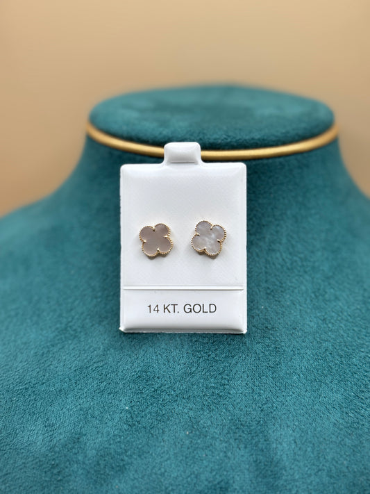 14k gold Clover Leaf Ear studs