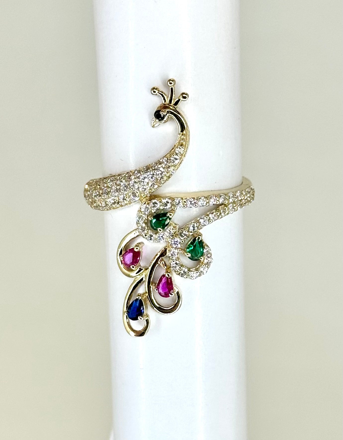 14K Gold Peacock Ring – Elegant and Unique