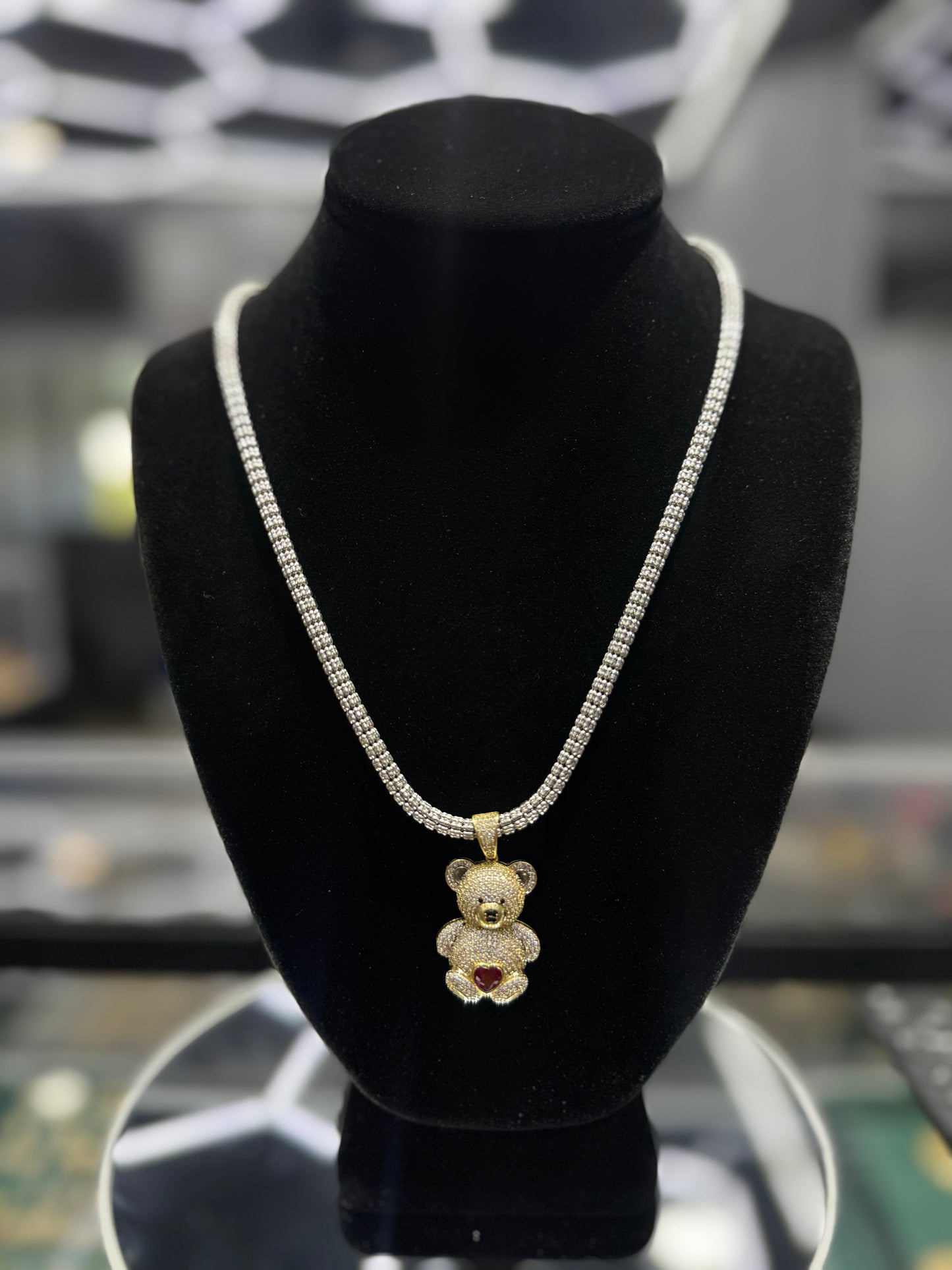 14k gold Ice chain with pendant for men