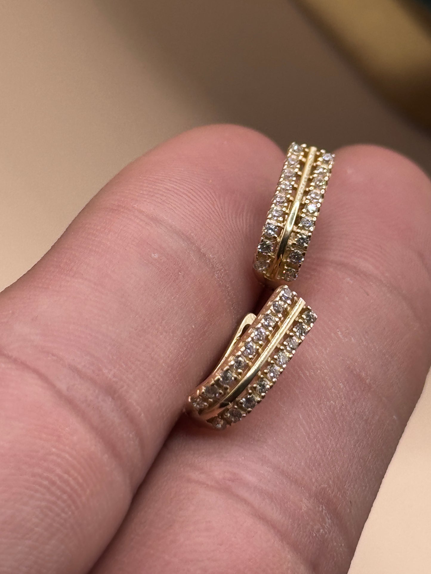 14K Gold Statement Hoop Earrings with Double Row CZ – Iced Out Hoop Earrings for Women, Luxury Gold Jewelry