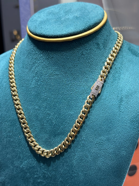 (14K Gold Hollow cuban Chain – 18Inch (Approx. 18.5g) 7.2mm – necklace for women