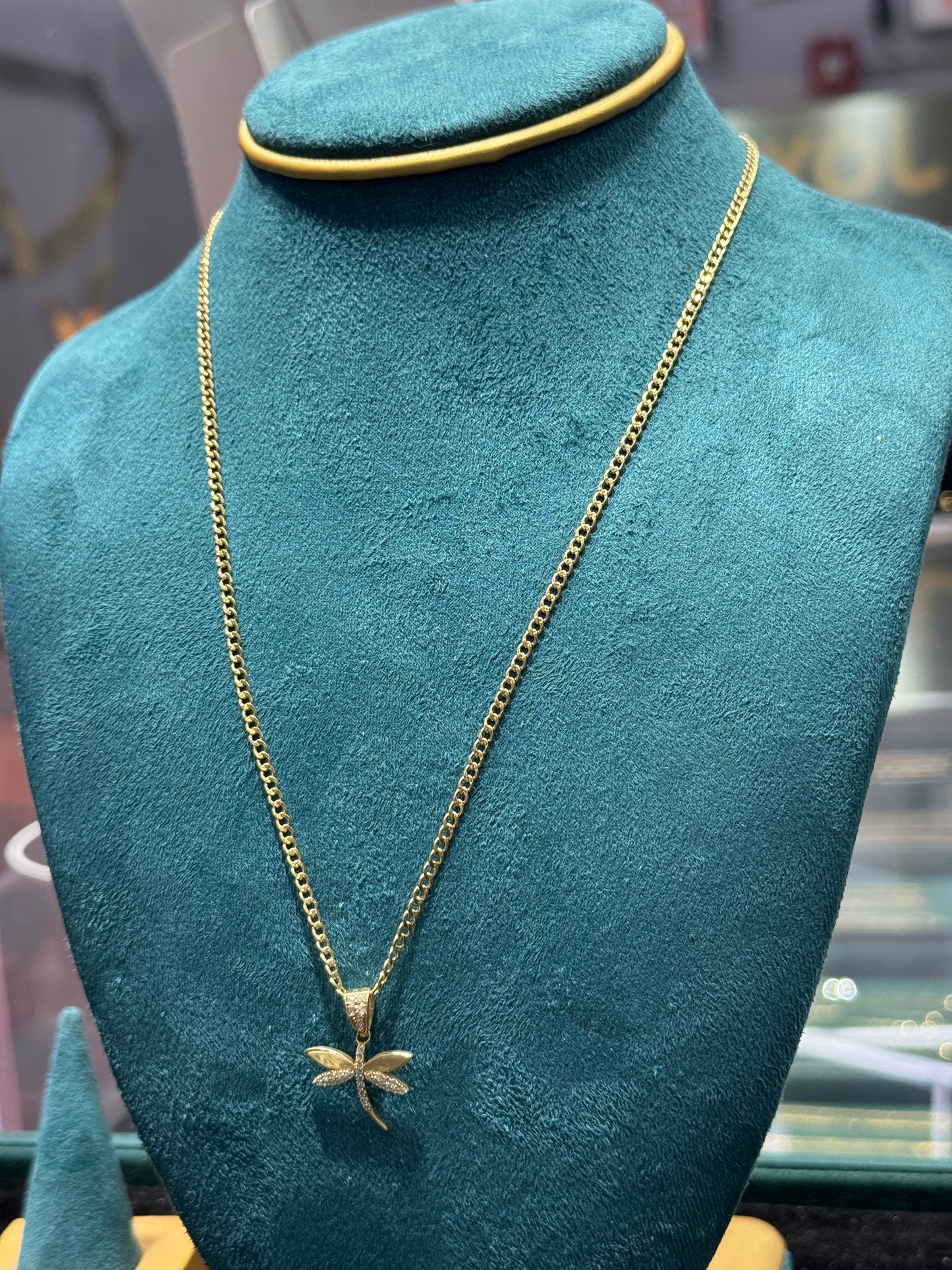 14K Gold Link chain Necklace with Butterfly Pendant for  – 20” Inches for women