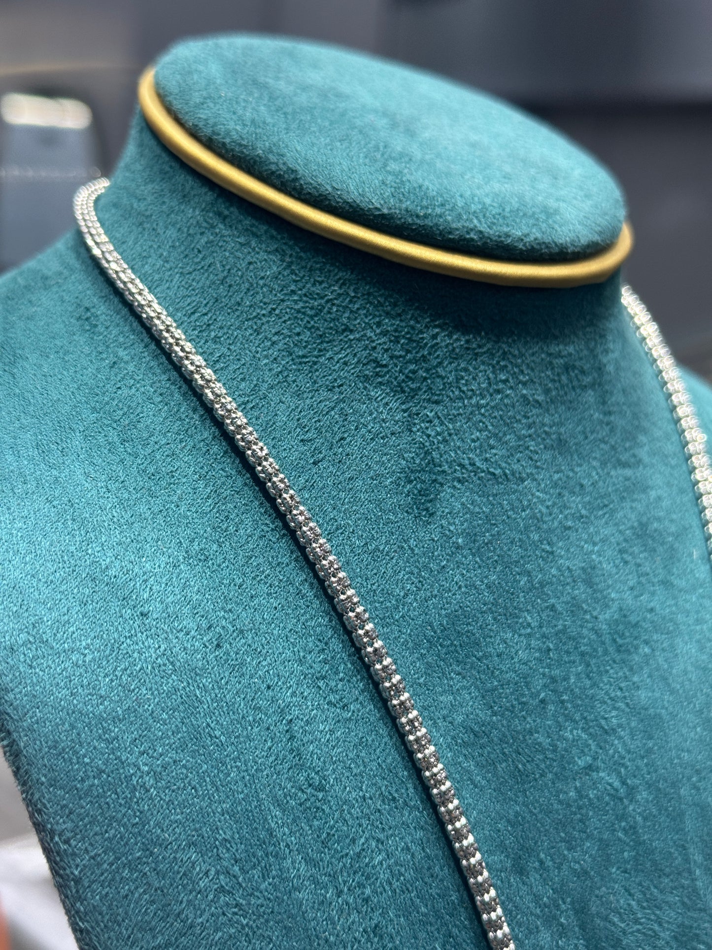 14k white gold ice 3.1mm ice chain 20”inch For men long with Jesus pendant