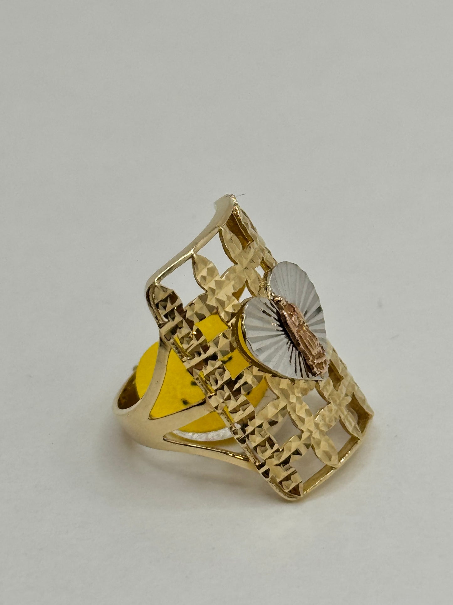 14k gold heart ring with Virgin Mary