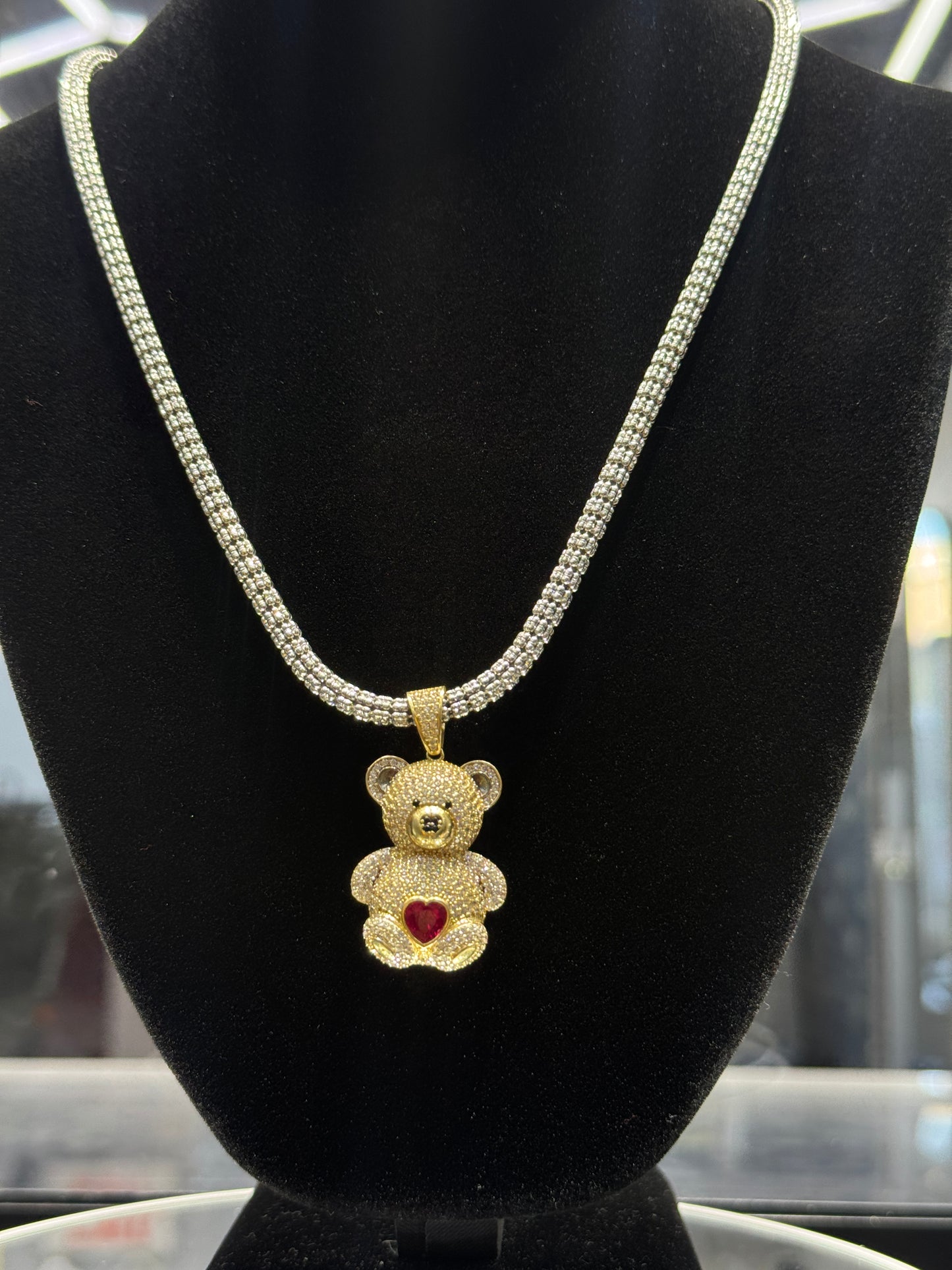 14k gold Ice chain with pendant for men