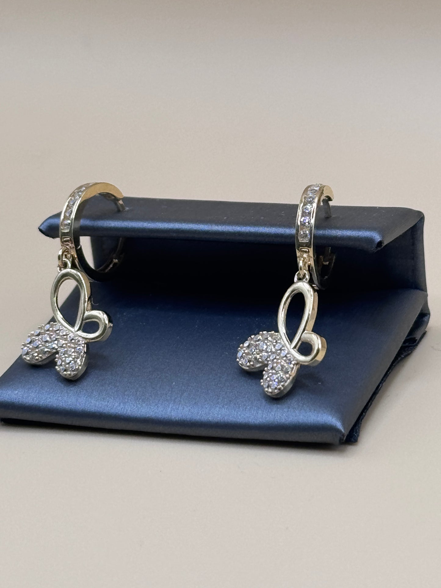 14K Gold Butterfly Hoop Earrings with Zircon – Dangling Butterfly Earrings for Women, Dainty Gold Jewelry Gift
