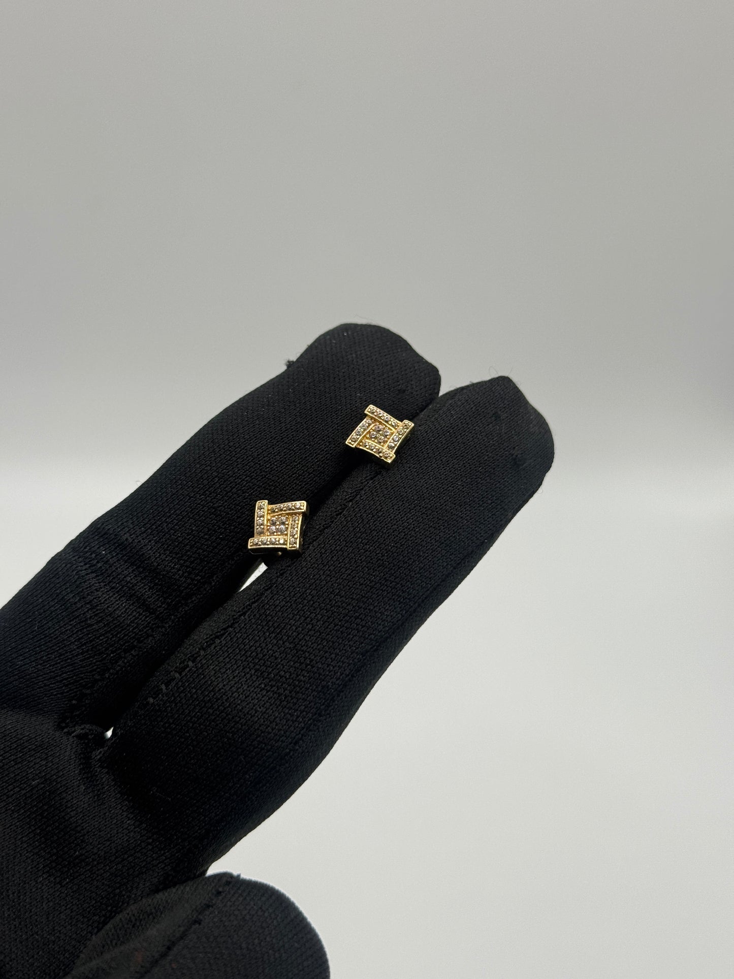 ZC 14K Gold Unisex Square Stud Earrings – Screw Back 💎