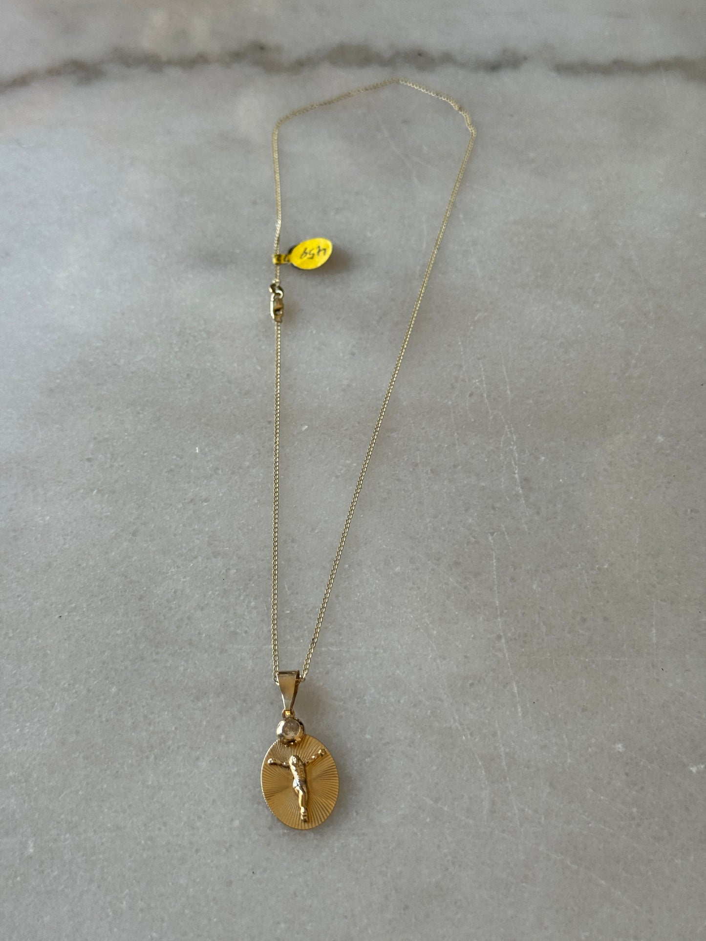 💎 2-Tone 14K Gold Curb Link Chain with Crucifix for women