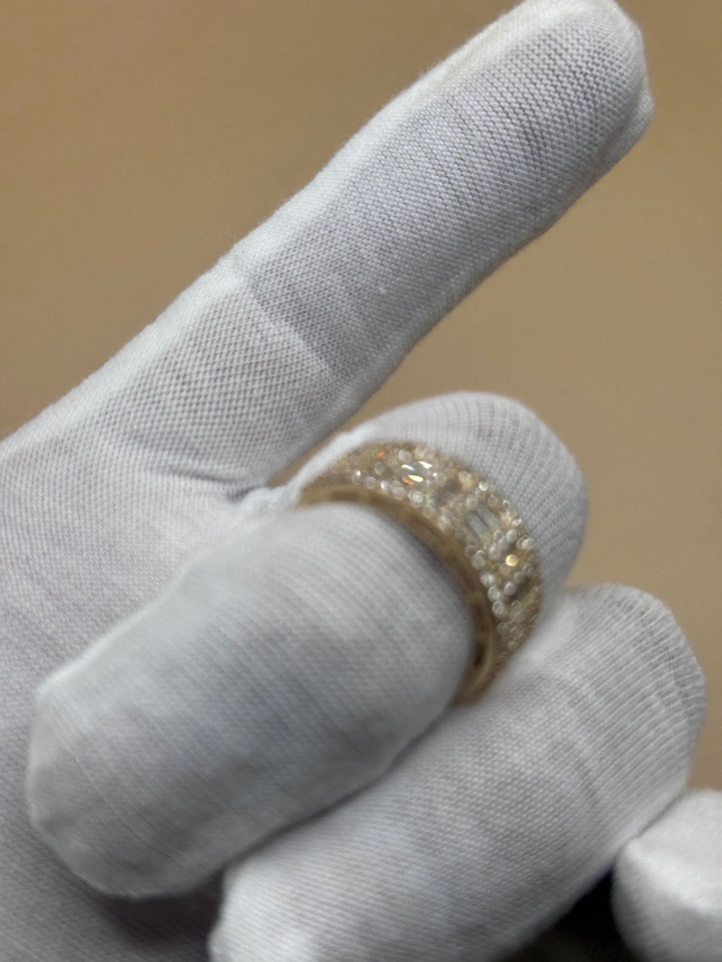 14K Gold Baguette CZ Ring Size 10.5 for Men – Real Gold Statement Ring, Iced Out Jewelry