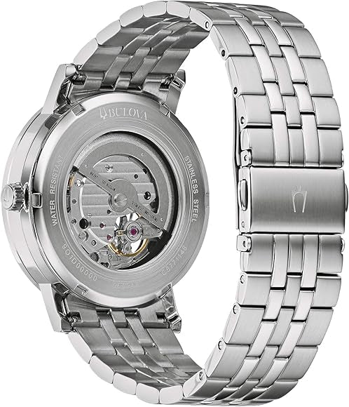 Bulova Men's Automatic Clip Stainless Steel Watch with Blue Dial