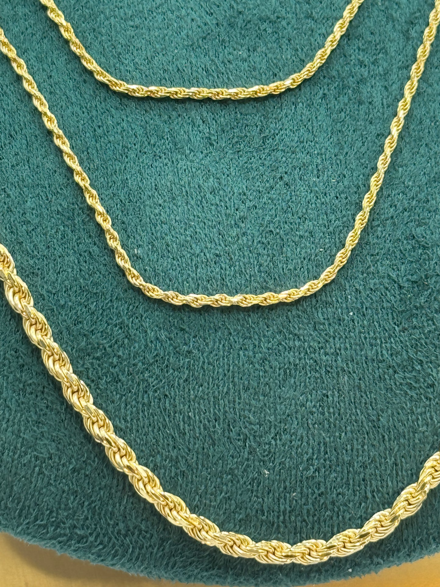 925 silver gold plated rope chain necklace unisex