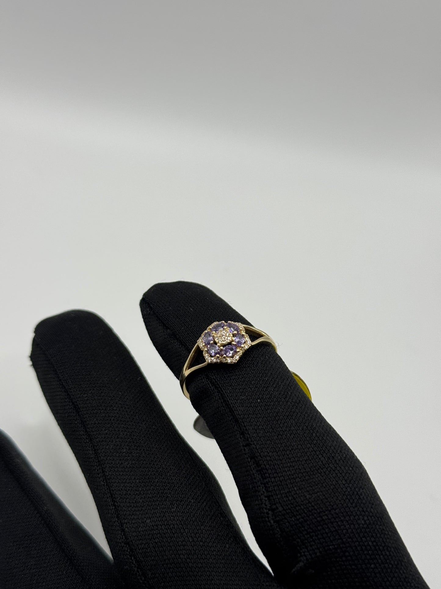 14k gold ZC flower ring for women