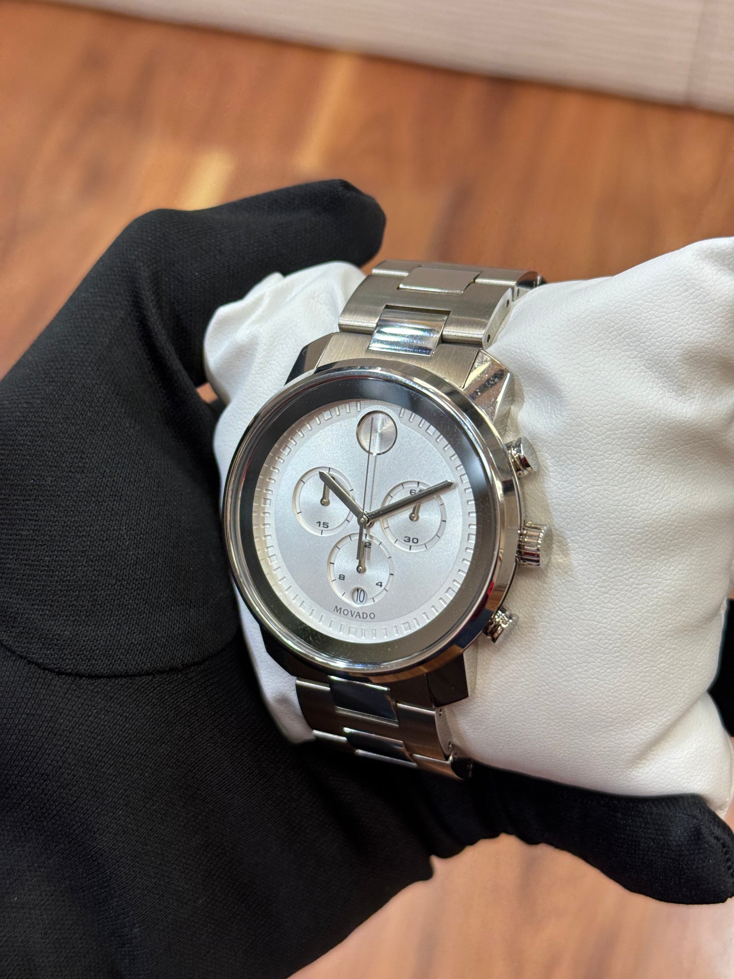 Movado Bold Chronograph Men’s Watch – Silver-Tone Dial (3600276)