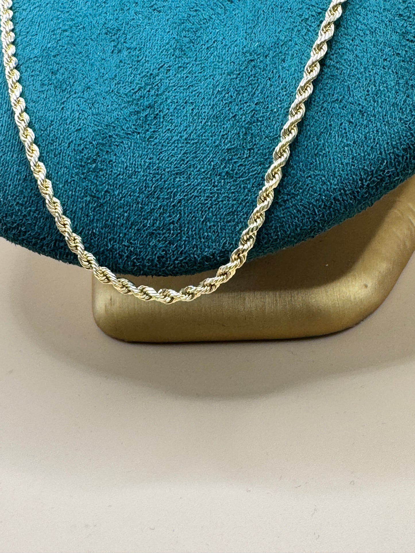 14K Gold Rope Chain 22” Semi Solid – Real Gold Necklace 6–8g, Lightweight Gold Chain, Everyday Jewelry