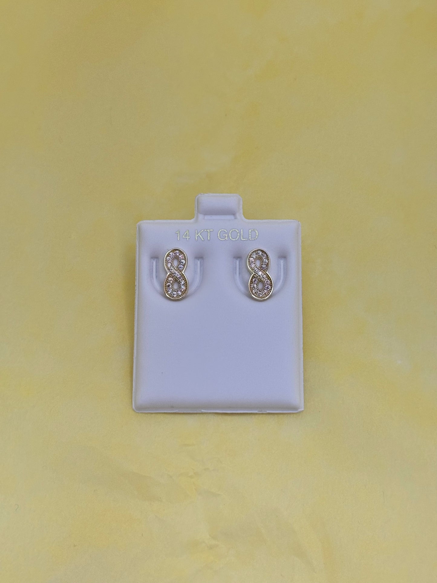 14k gold infinity earring for Women with cubic zirconia