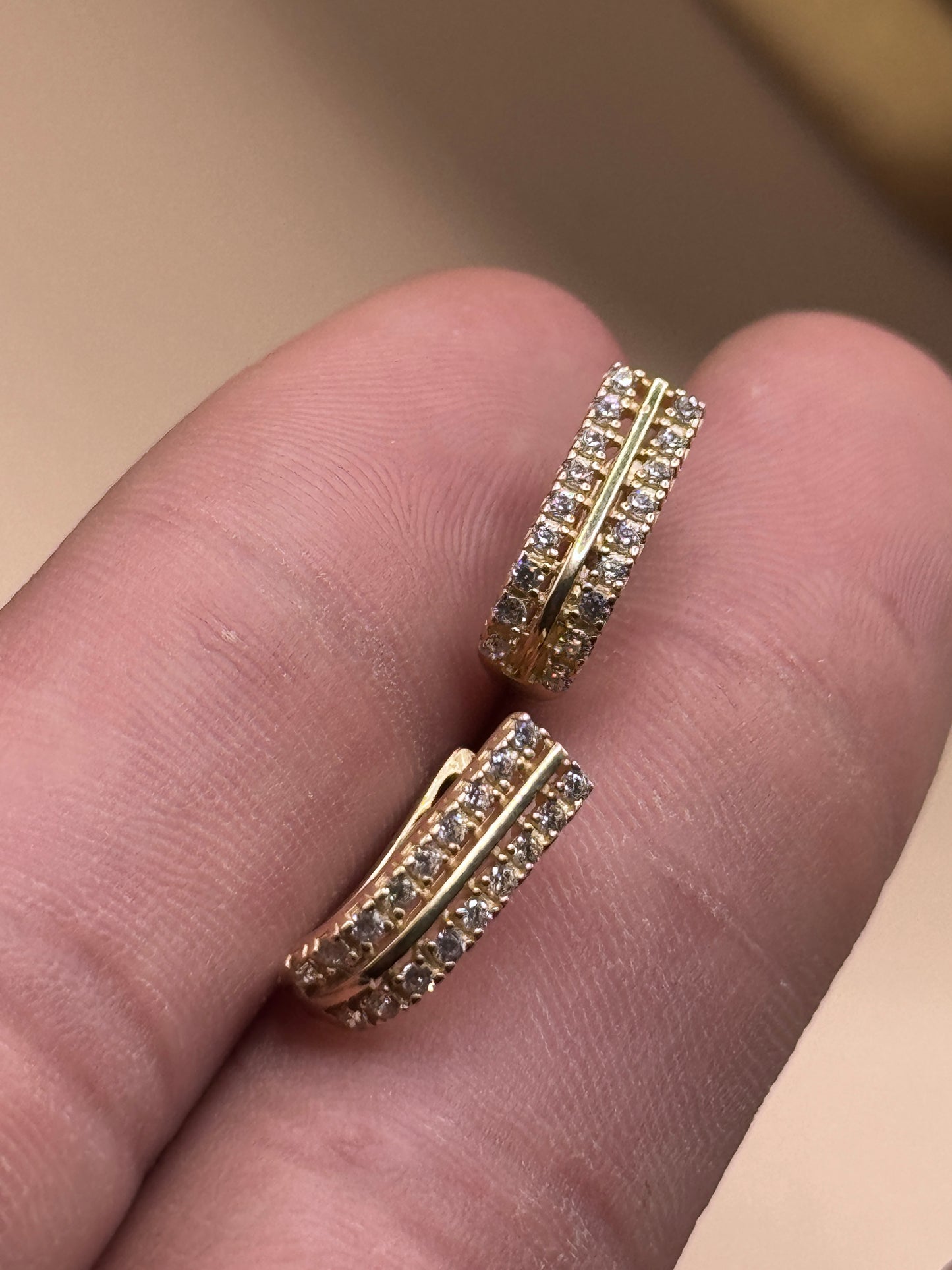 14K Gold Statement Hoop Earrings with Double Row CZ – Iced Out Hoop Earrings for Women, Luxury Gold Jewelry
