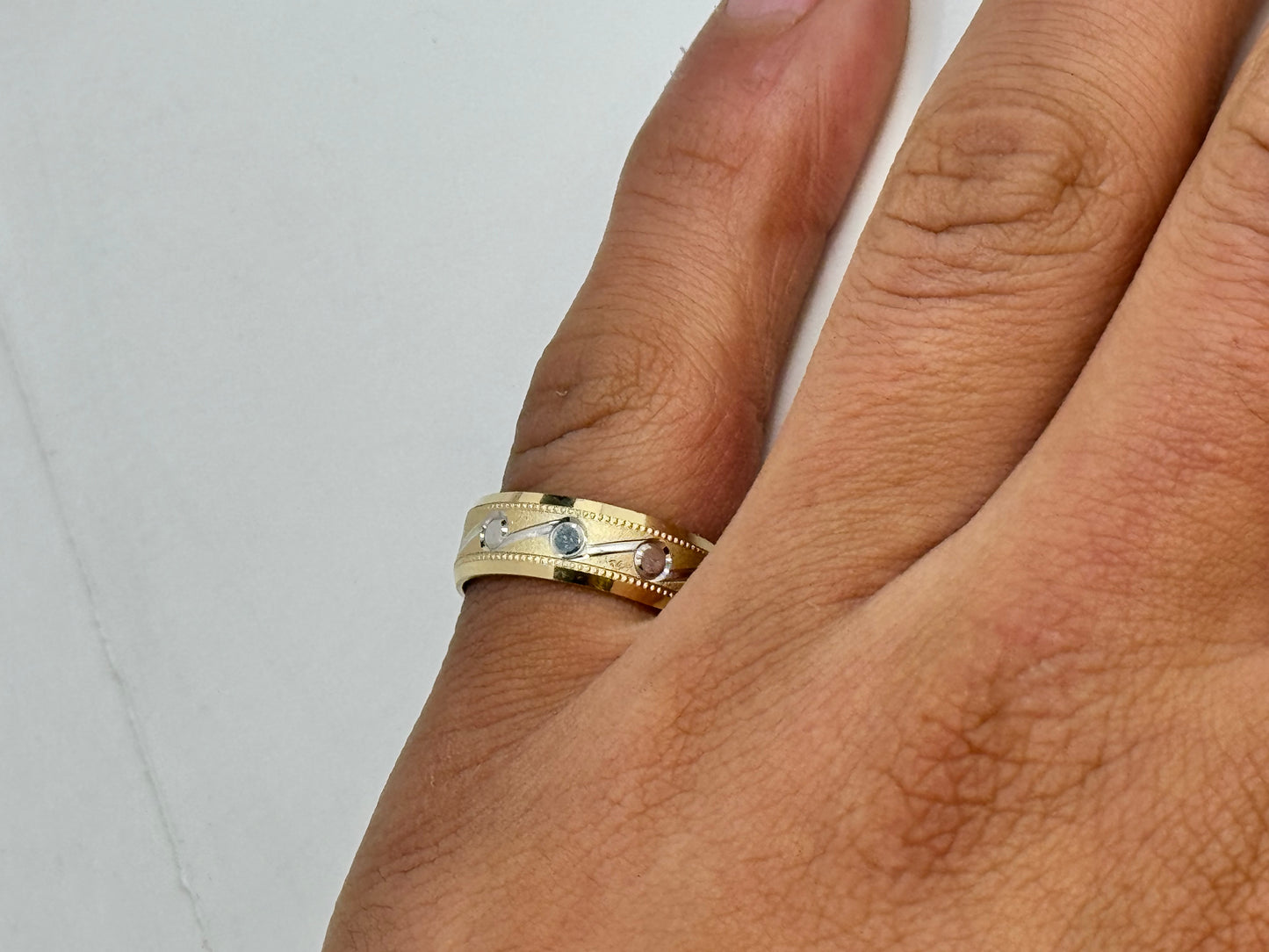 14k gold 2 tone wedding band
