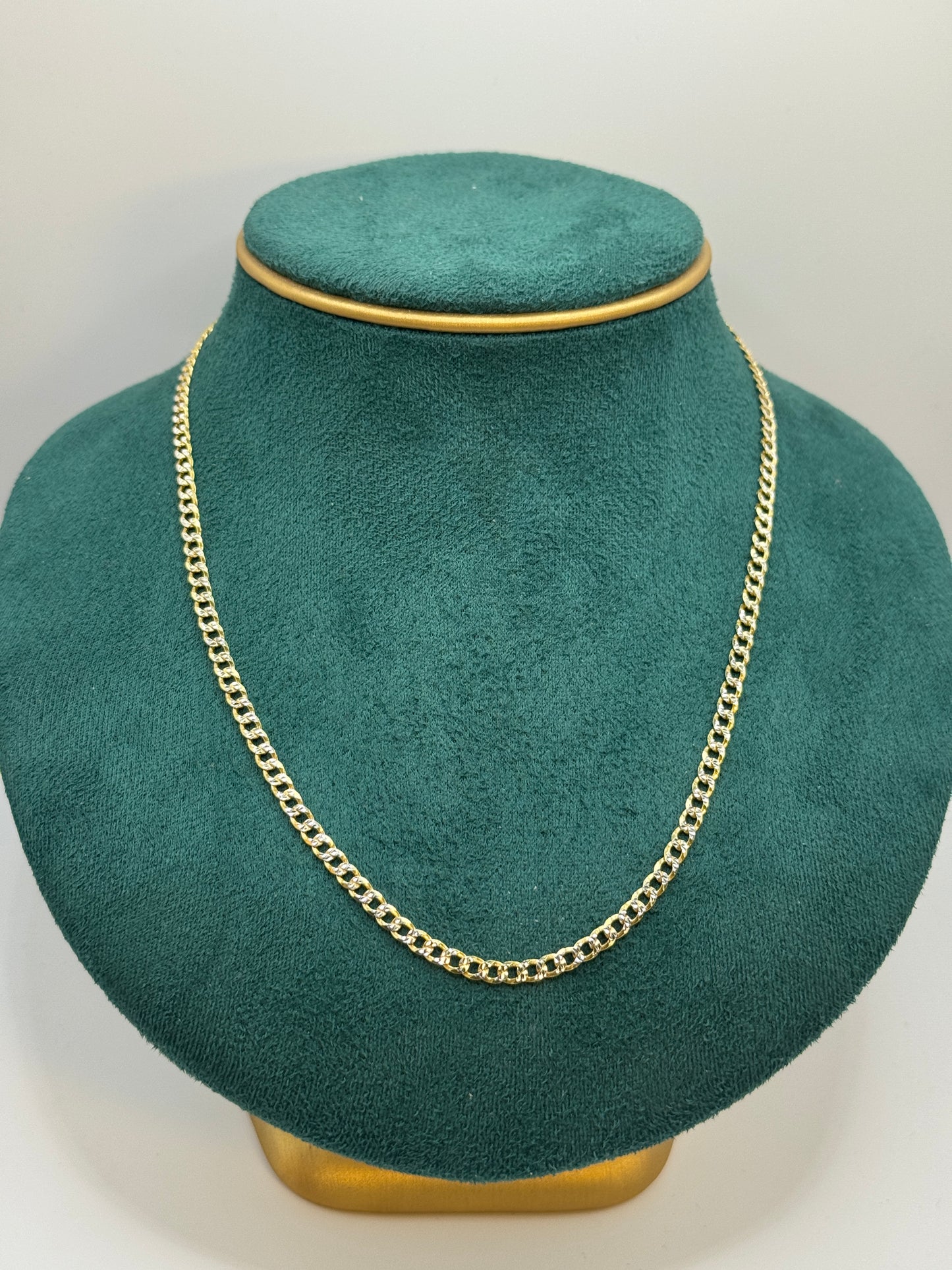 925 Silver Two-Tone Gold Plated Curb Link Chain