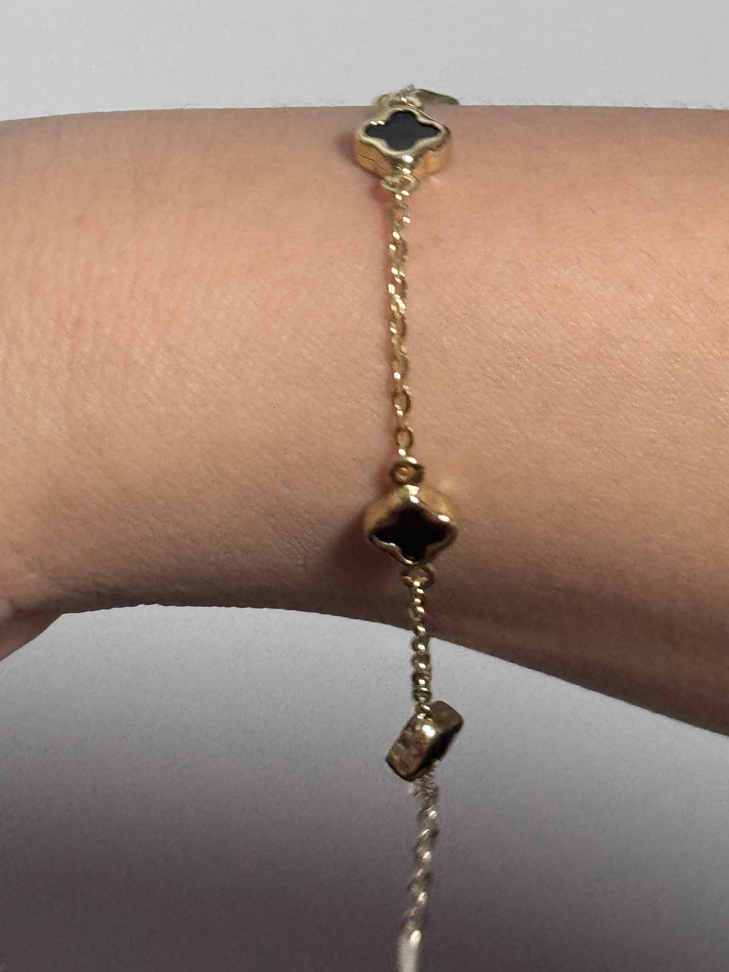 14K Gold Clover Jewelry Set – 16” Necklace & 7.5” Bracelet for Women, Matching Gold Set, Dainty Gift