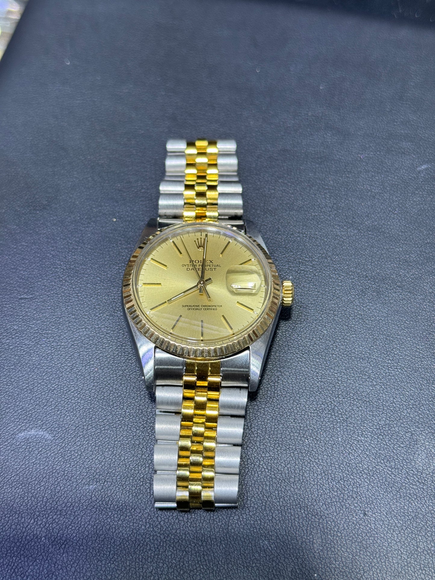 Rolex Oyster Perpetual Datejust Men's Watch 16013 Two-Tone 36mm Gold