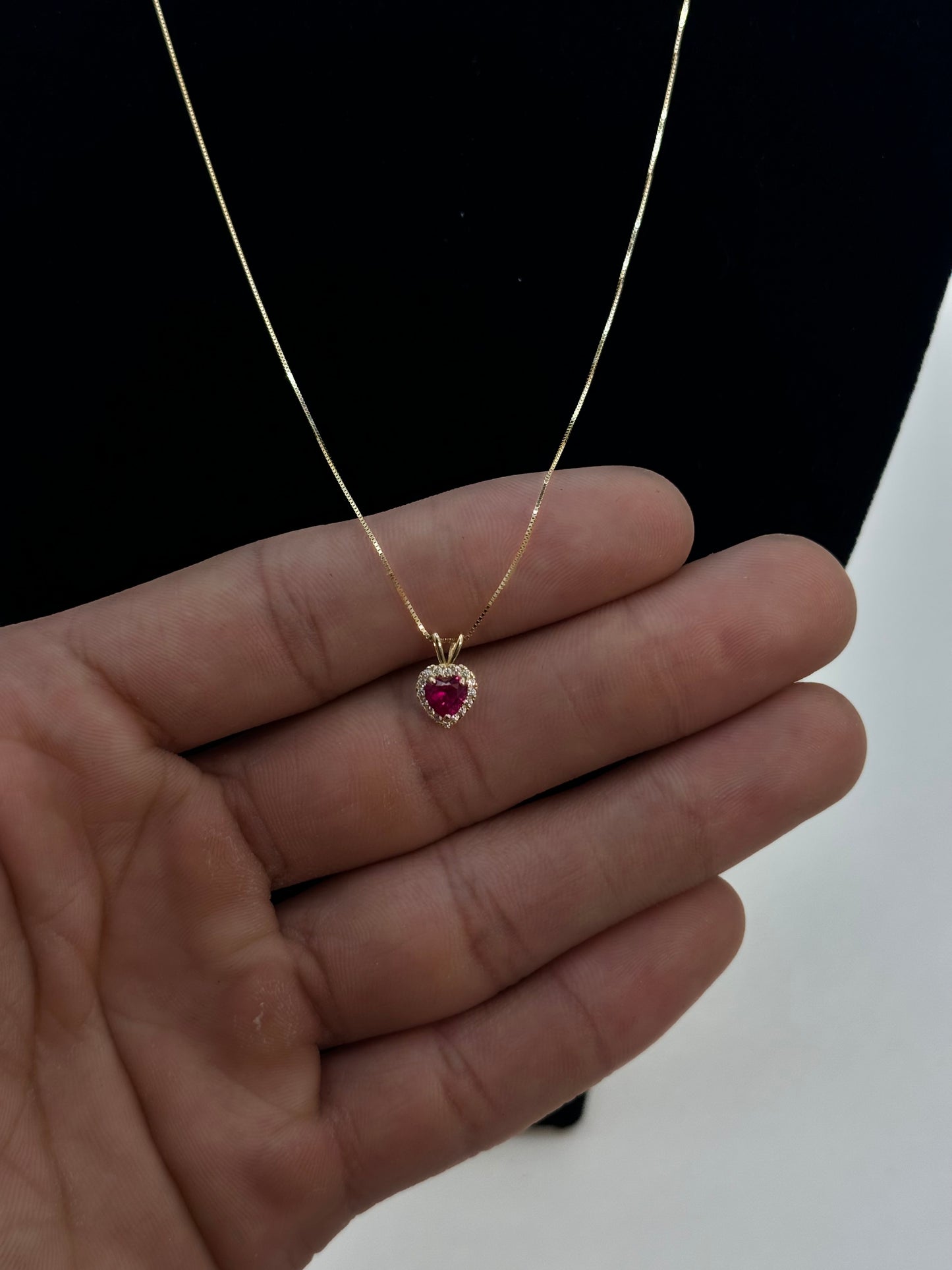 14k Gold Box Chain necklace with heart pendant for women