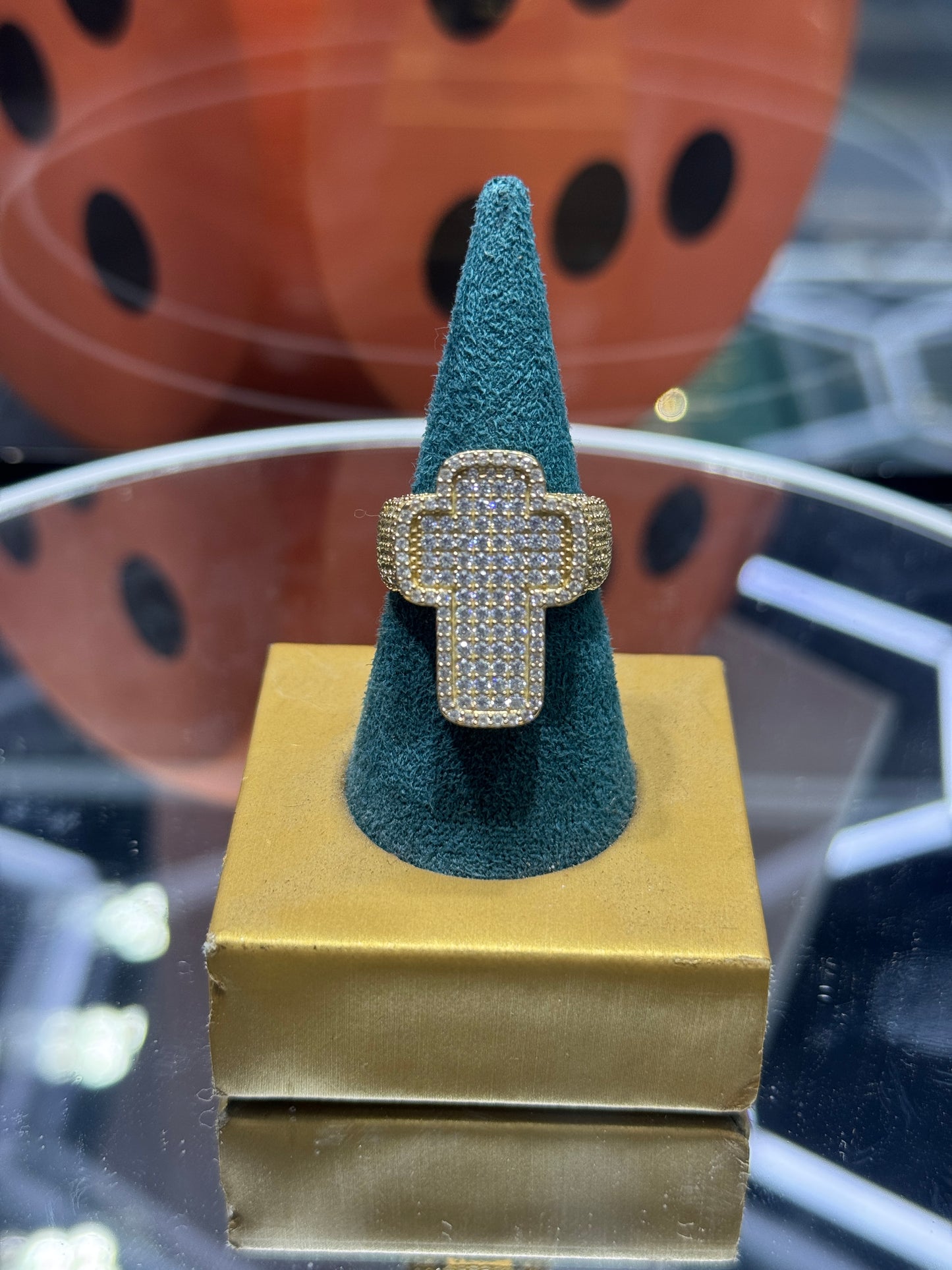 14K Gold ZC Cross Ring size 9” for men