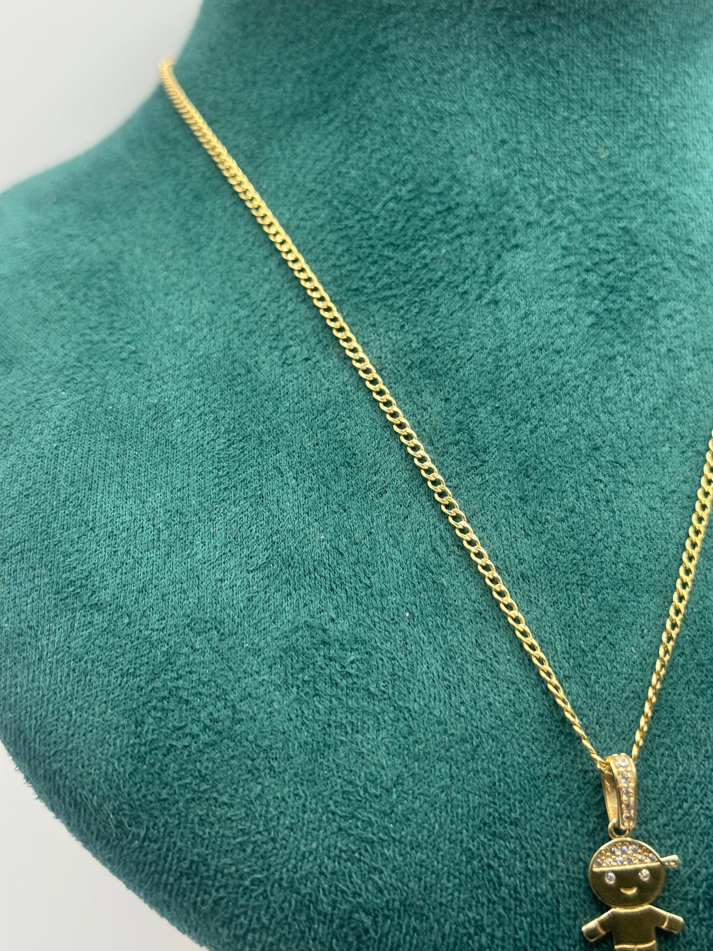💎 20-Inch 14K Gold Curb Link Necklace with Baby Pendant