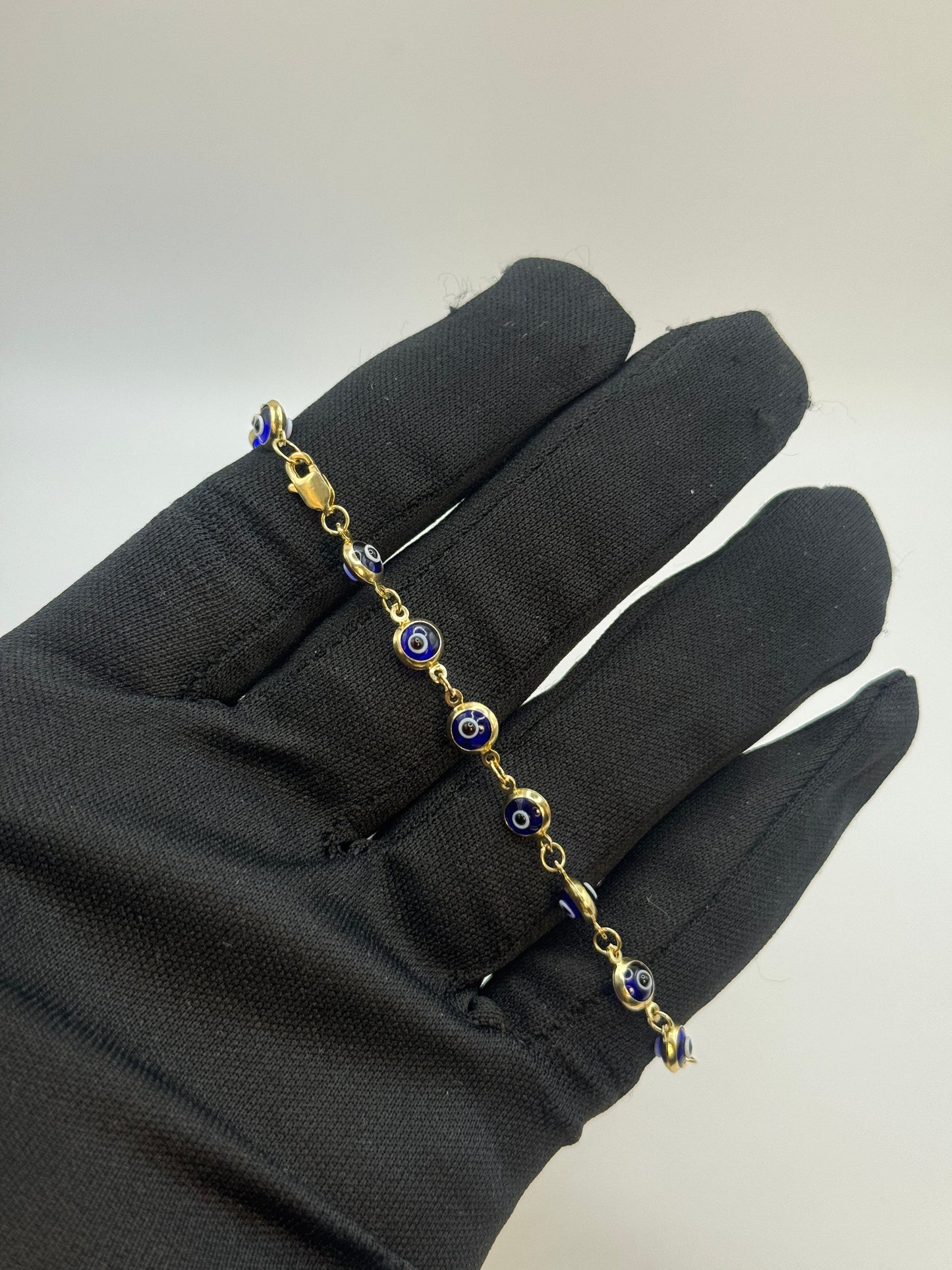 14K Gold Evil Eye Bracelet – Stylish Protection 8” long for women