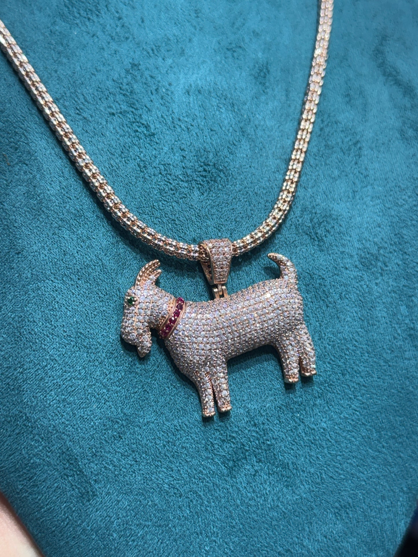14K Rose Gold Ice Chain – 3.5mm | 24” with Goat Pendant for men