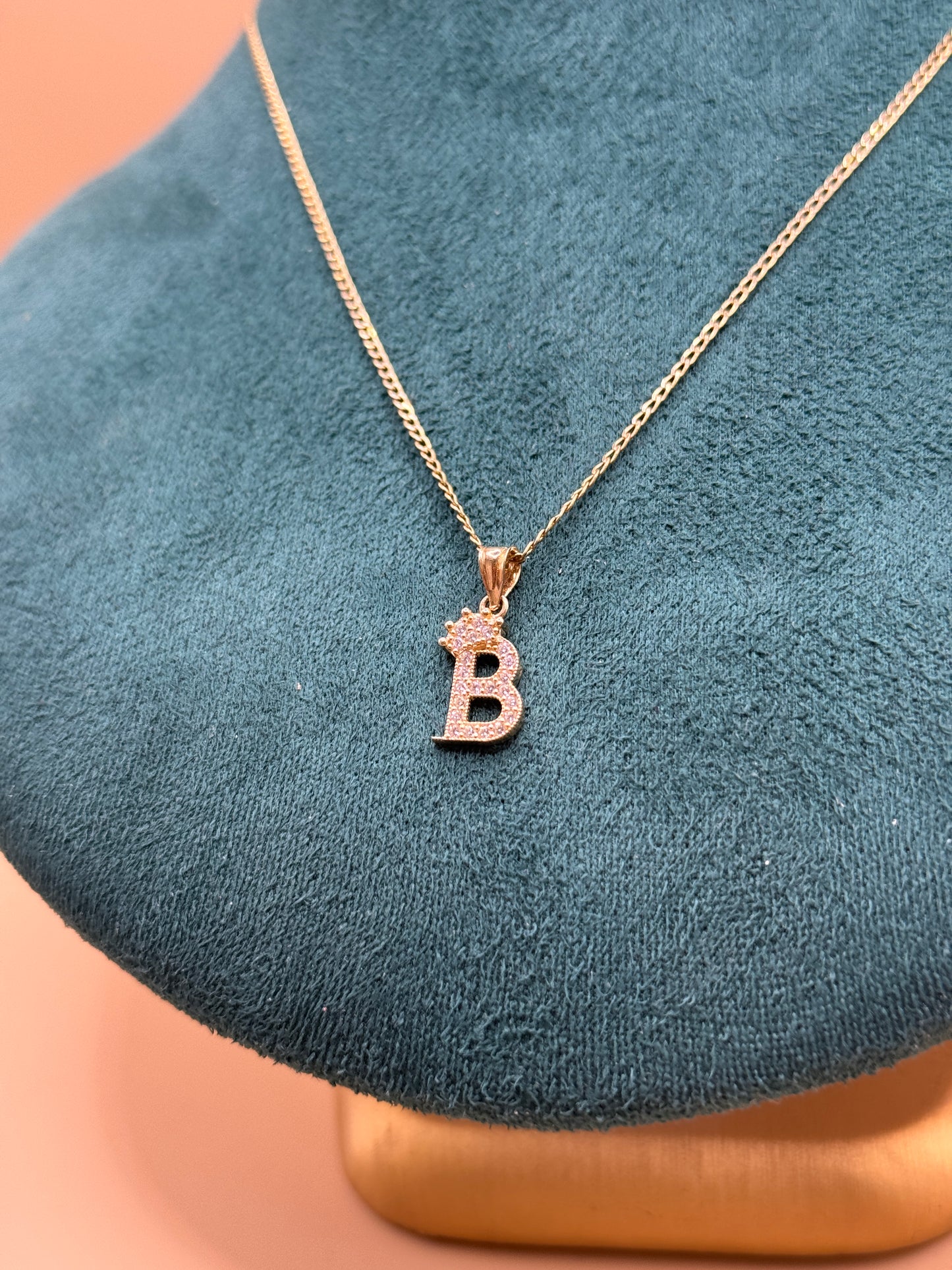 14K Gold Necklace with Letter B Pendant – Personalized Elegance for Everyday Wear 16”  long