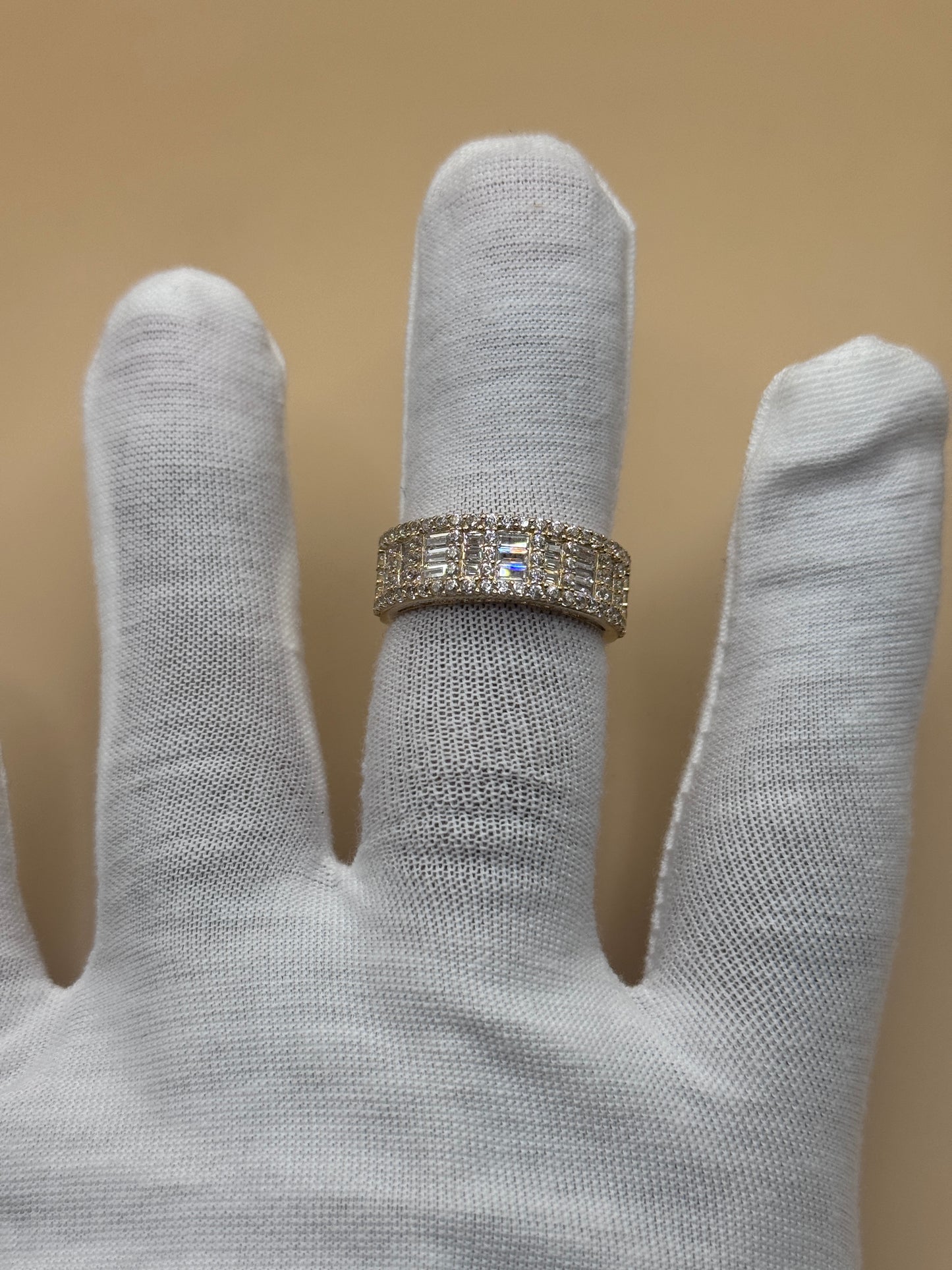 14K Gold Baguette CZ Ring Size 10.5 for Men – Real Gold Statement Ring, Iced Out Jewelry