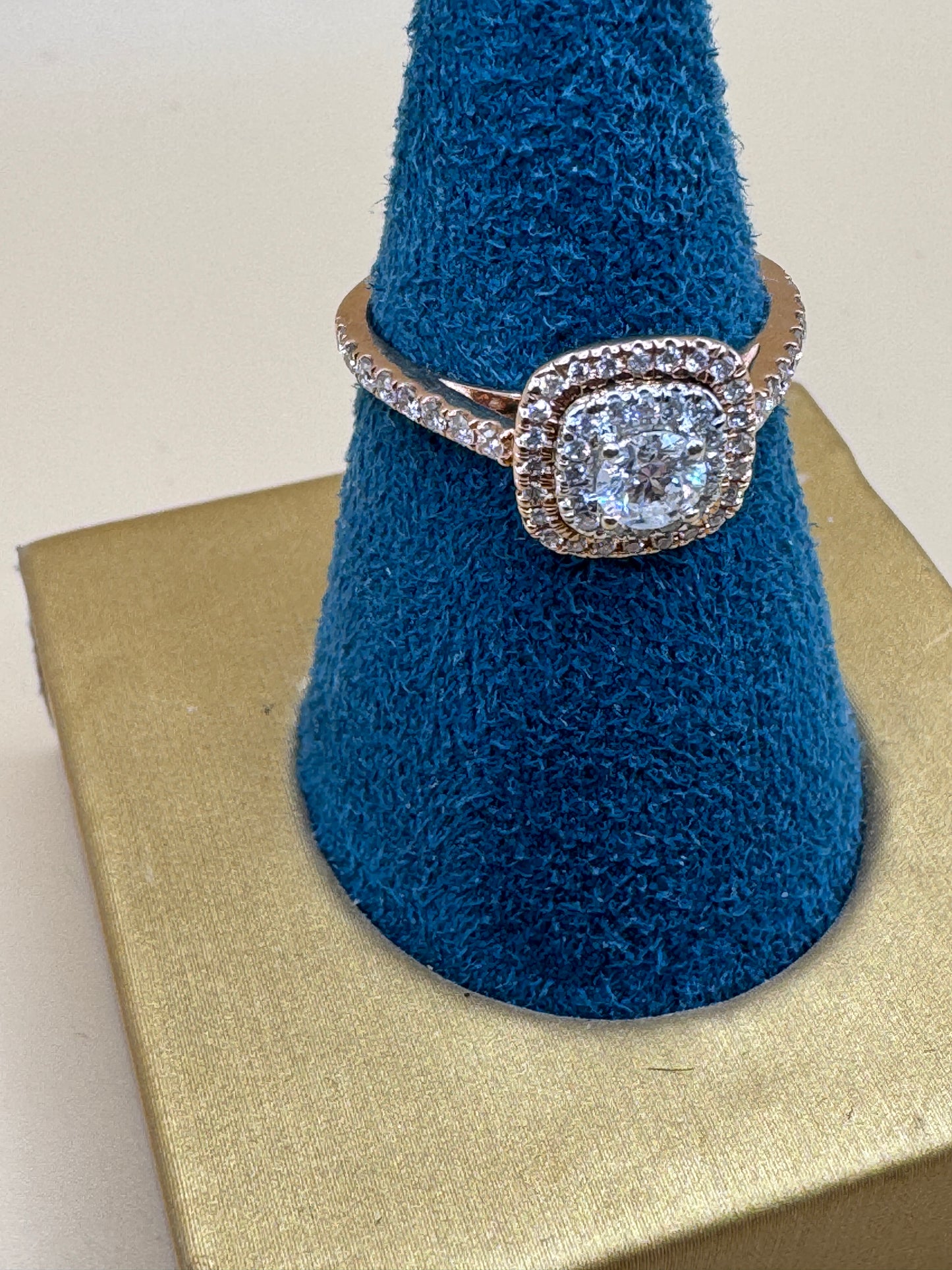 14K Rose Gold Lab Diamond Engagement Ring – Real Gold Proposal Ring, Elegant Bridal Jewelry size 7