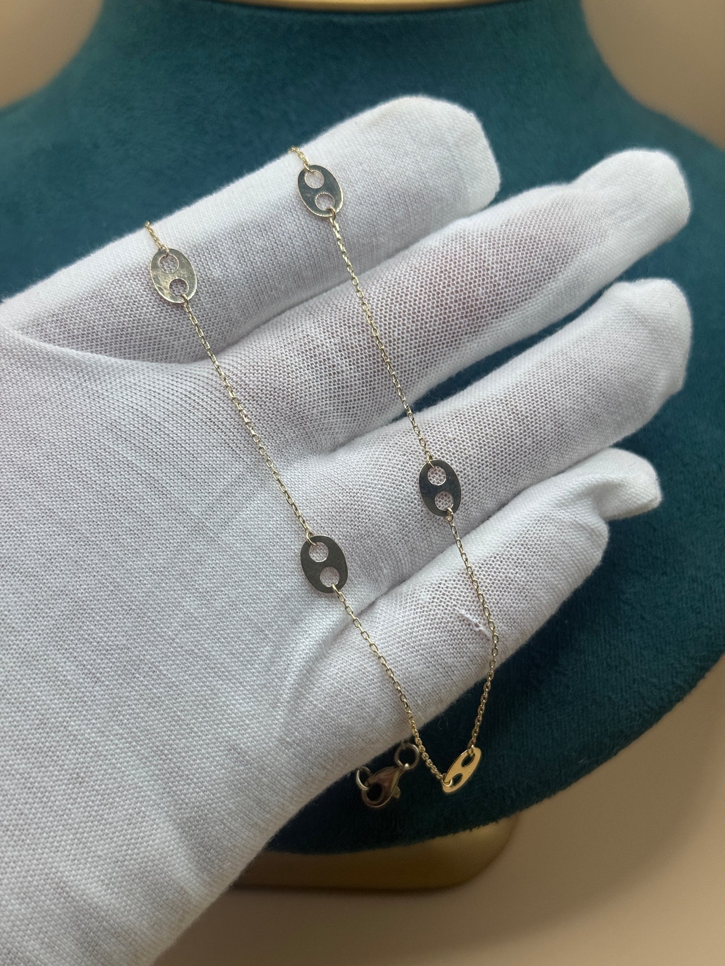 14K Gold Mariner Link Jewelry Set – Adjustable 17” Necklace & 7” Bracelet for Women, Solid Gold Matching Set