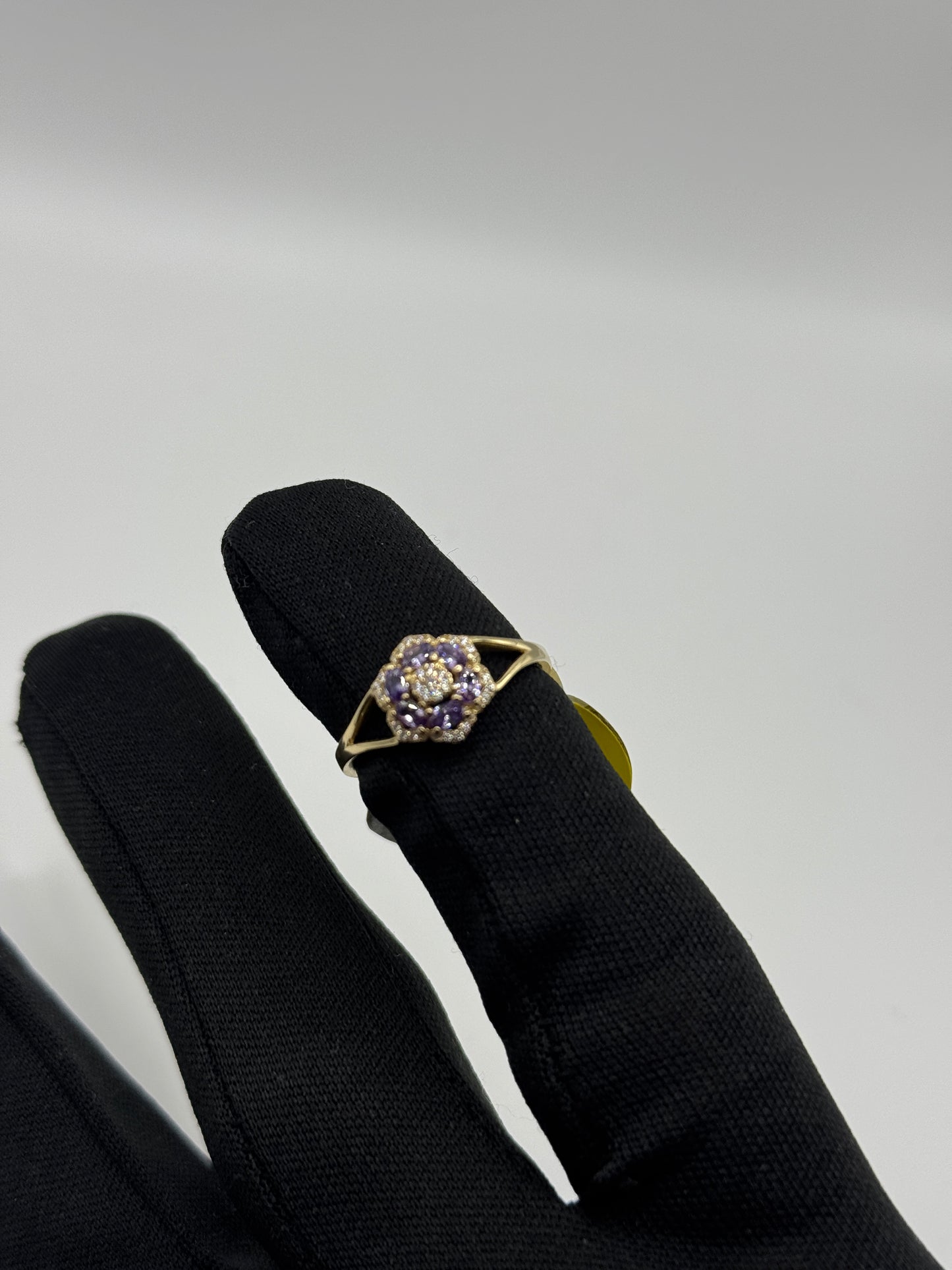 14k gold ZC flower ring for women