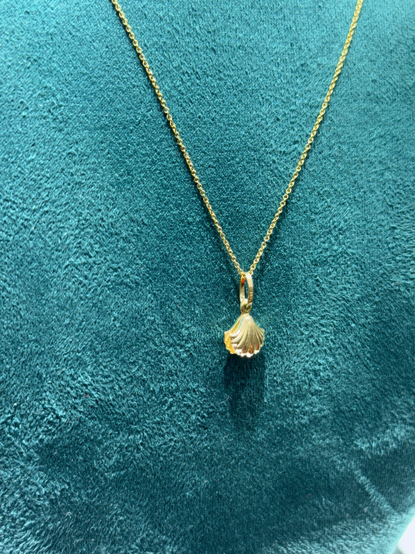 💛 14K Gold Anchor Chain Necklace with Sea Shell Pendant – 16 Inches 💛