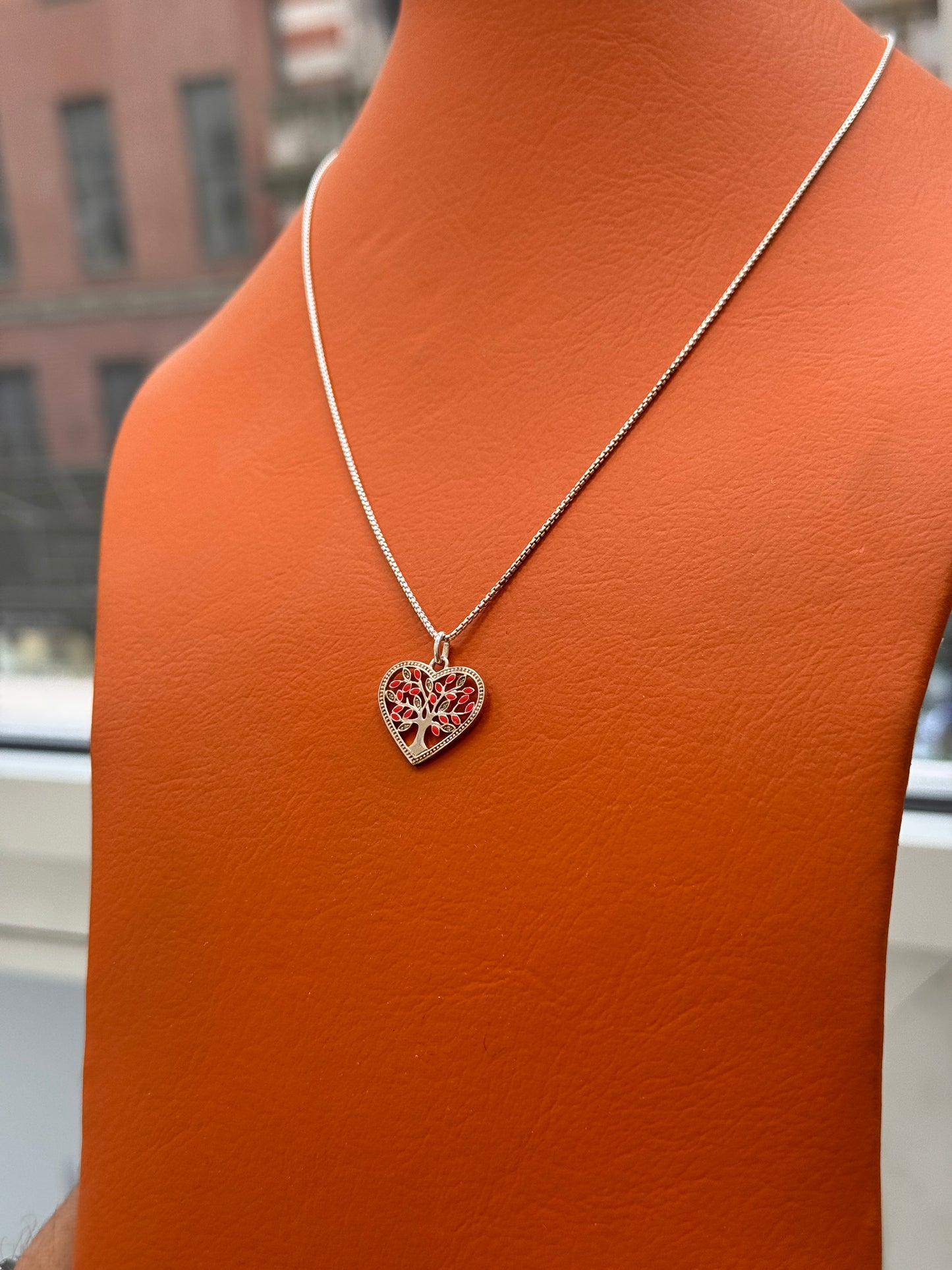 round box chain with heart pendant 20”inch long  (925 sterling silver)
