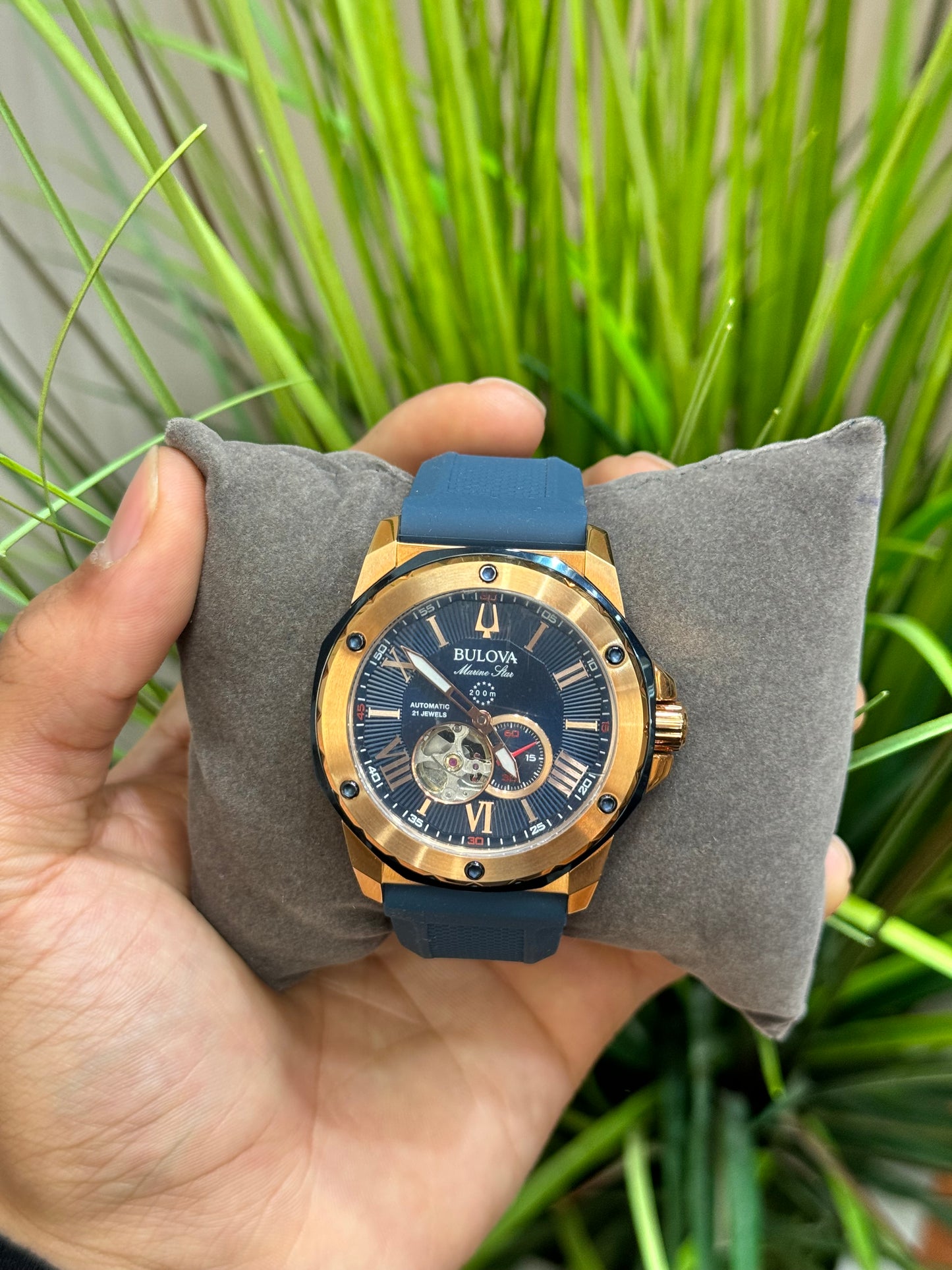 Marine star Marine Star Automatic Blue Rubber Strap Rose Gold 44mm