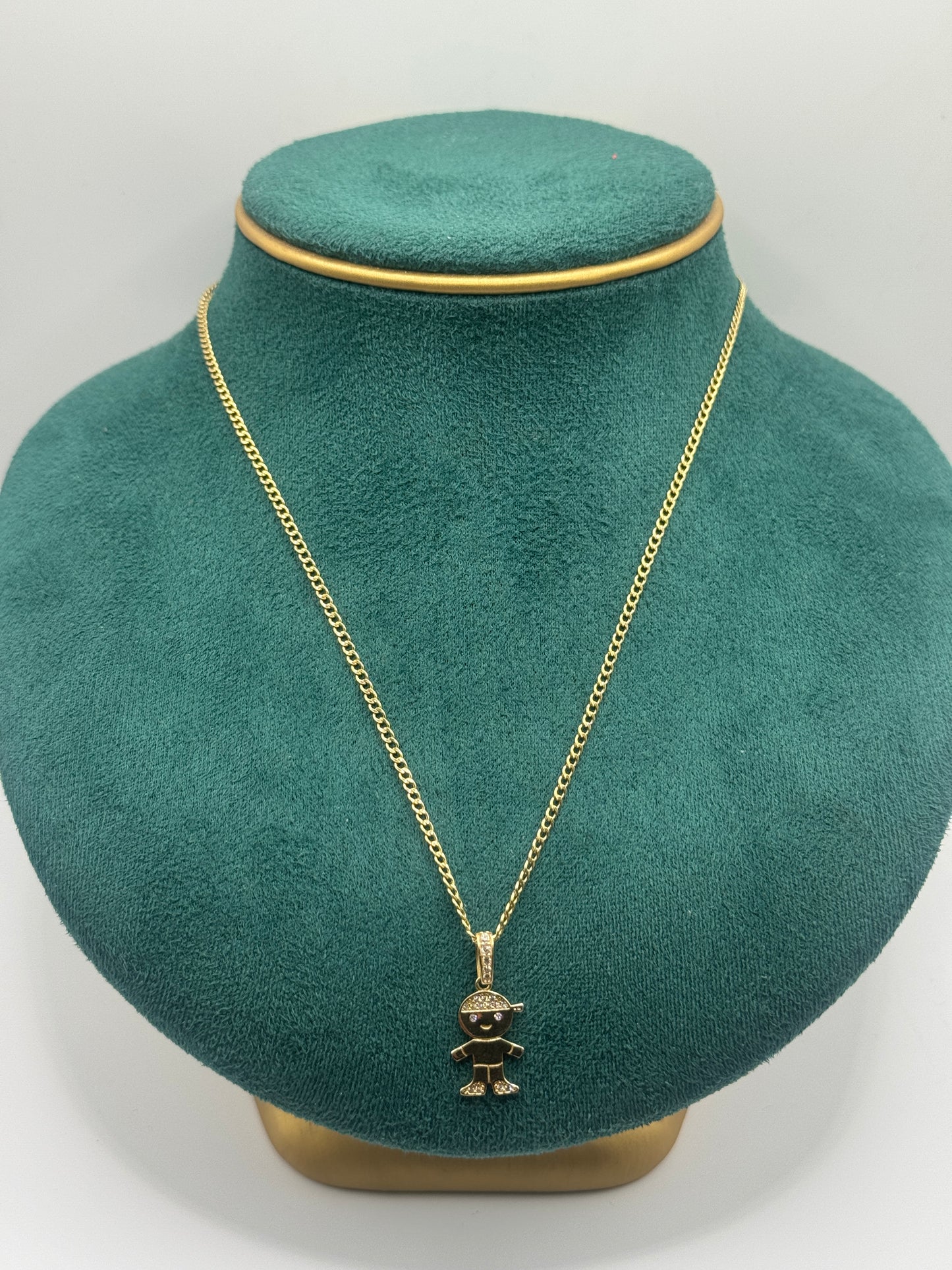 💎 20-Inch 14K Gold Curb Link Necklace with Baby Pendant