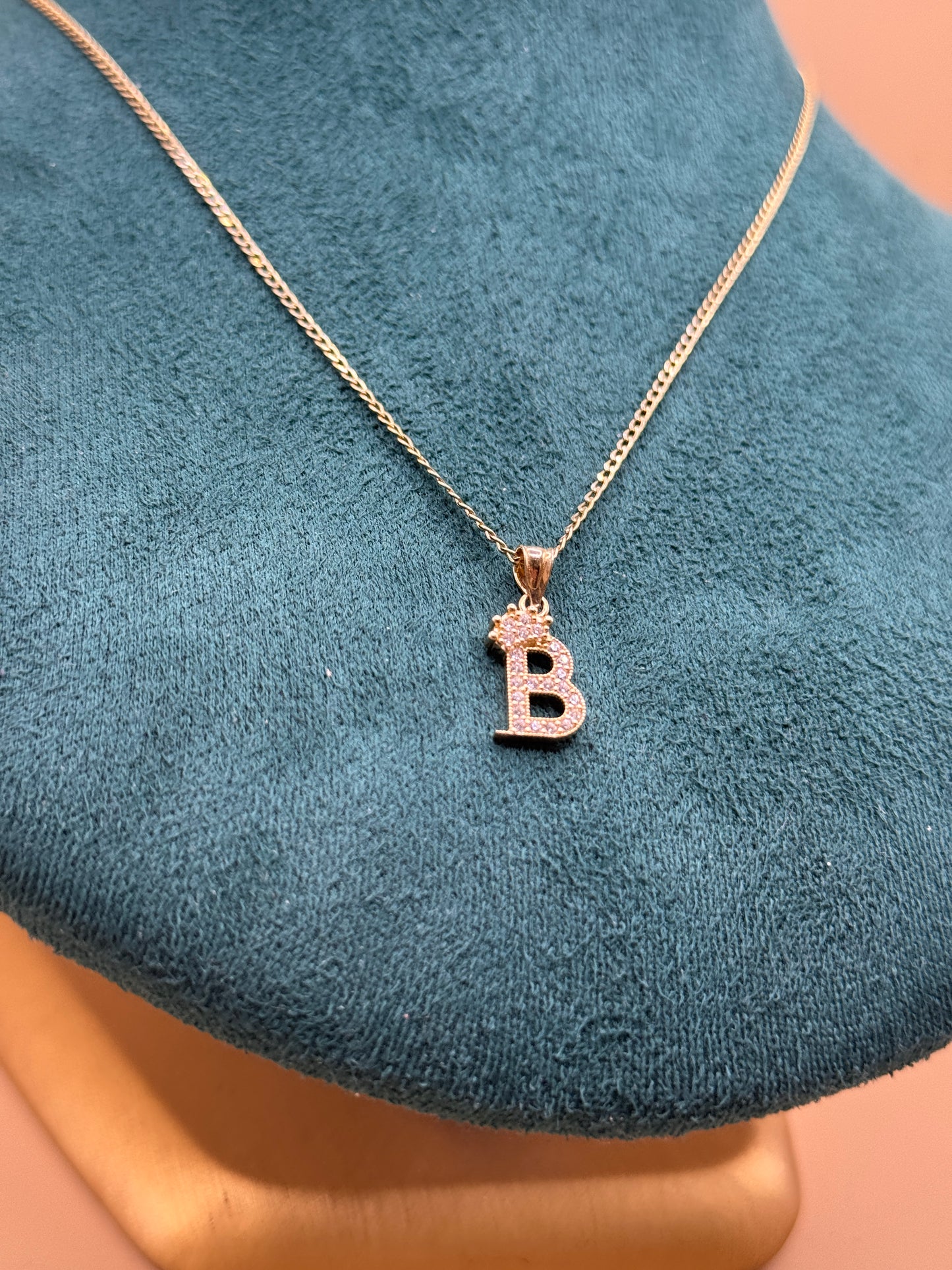 14K Gold Necklace with Letter B Pendant – Personalized Elegance for Everyday Wear 16”  long