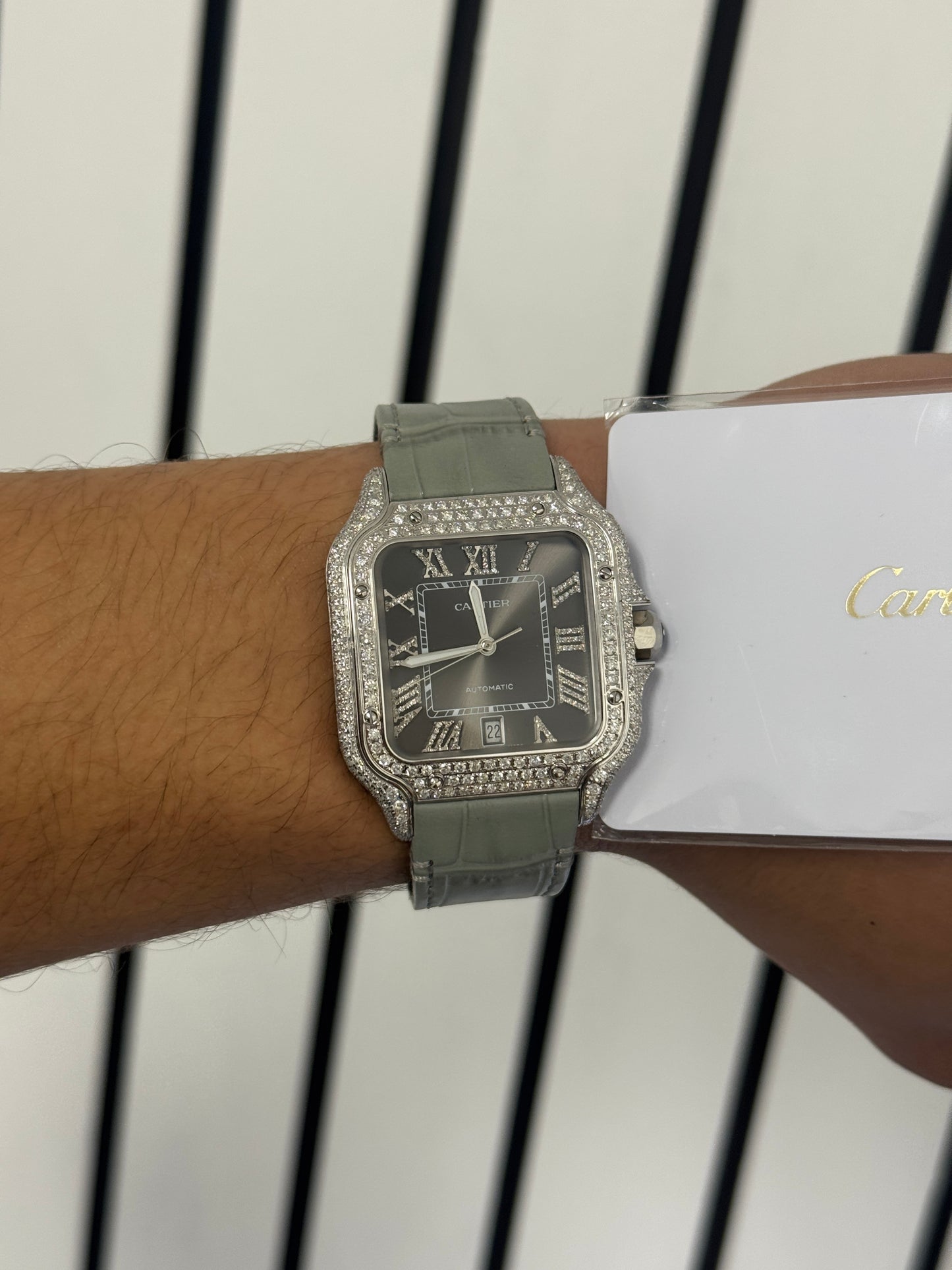 Cartier Santos Watch with Diamond Bezel – Luxury Timepiece