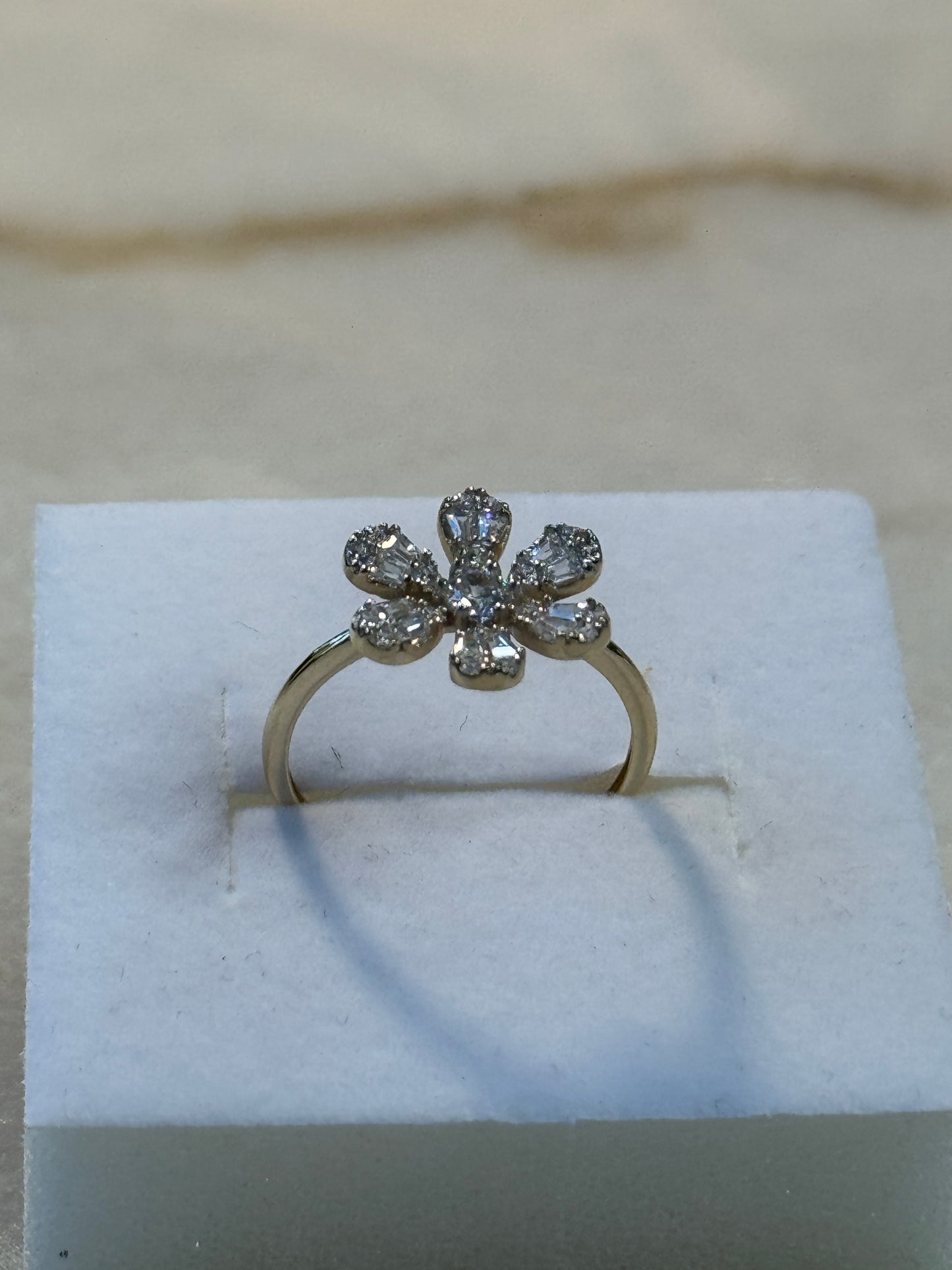 🌸 14K Gold Flower Ring with ZC for Women  🌸