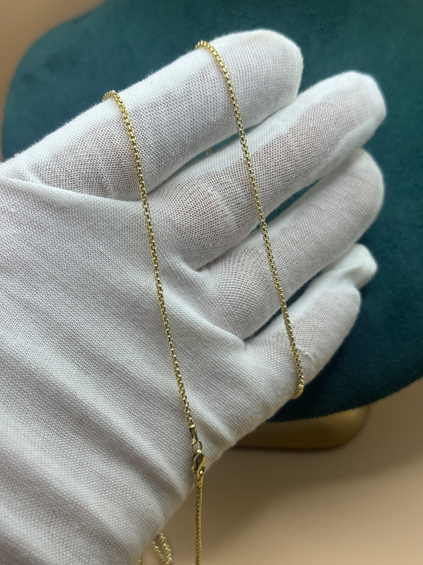 14K Gold Round Box Chain Set – 18” Necklace & 8” Bracelet Unisex, Matching Gold Jewelry Set