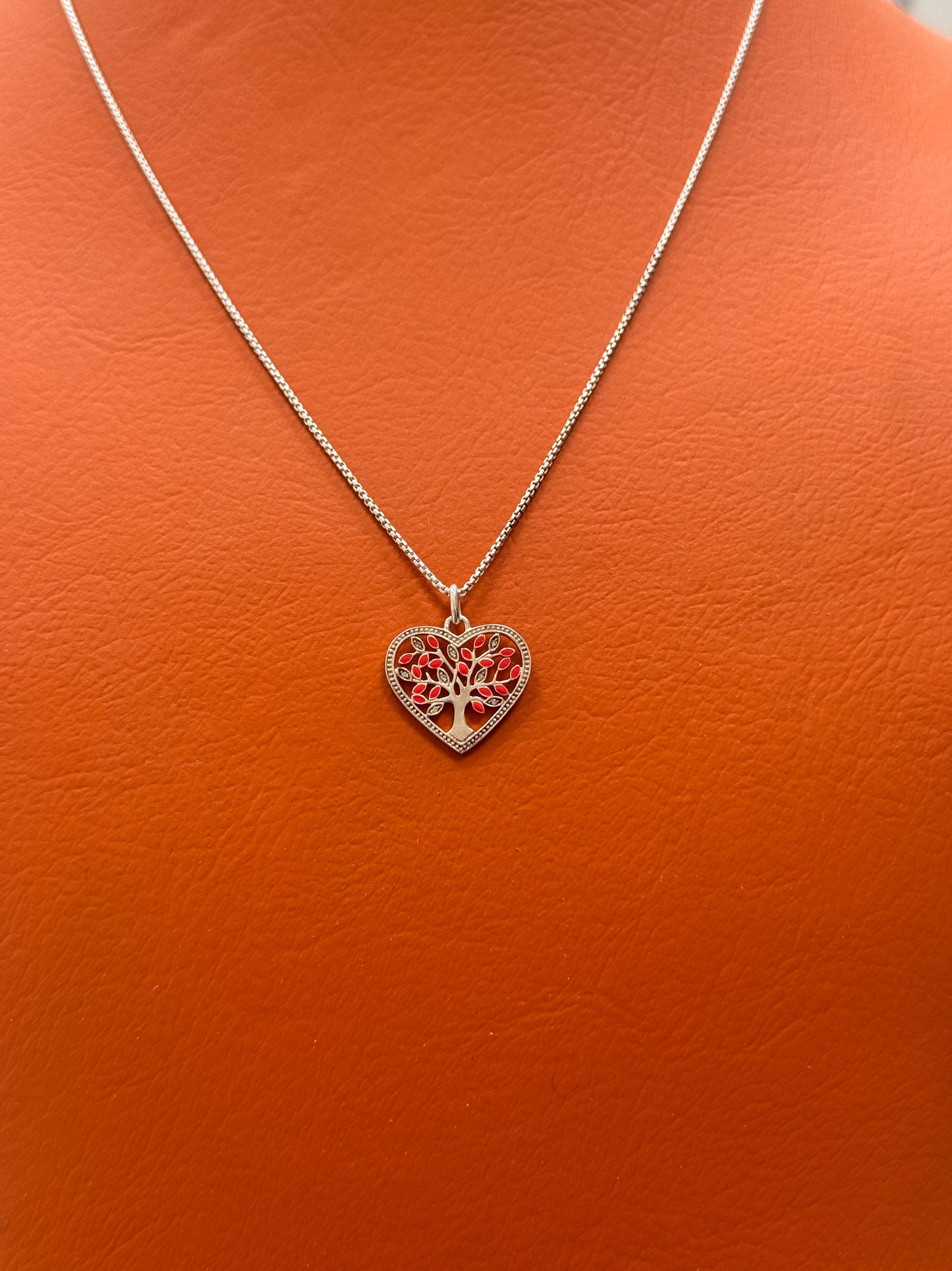 round box chain with heart pendant 20”inch long  (925 sterling silver)