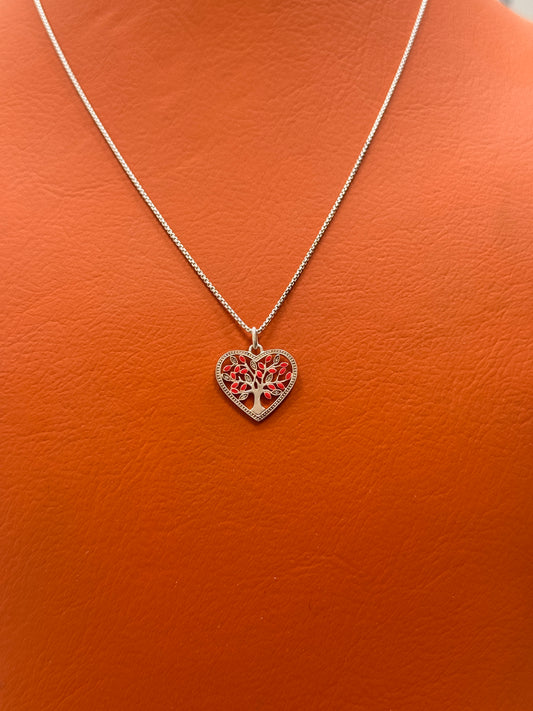 round box chain with heart pendant 20”inch long  (925 sterling silver)