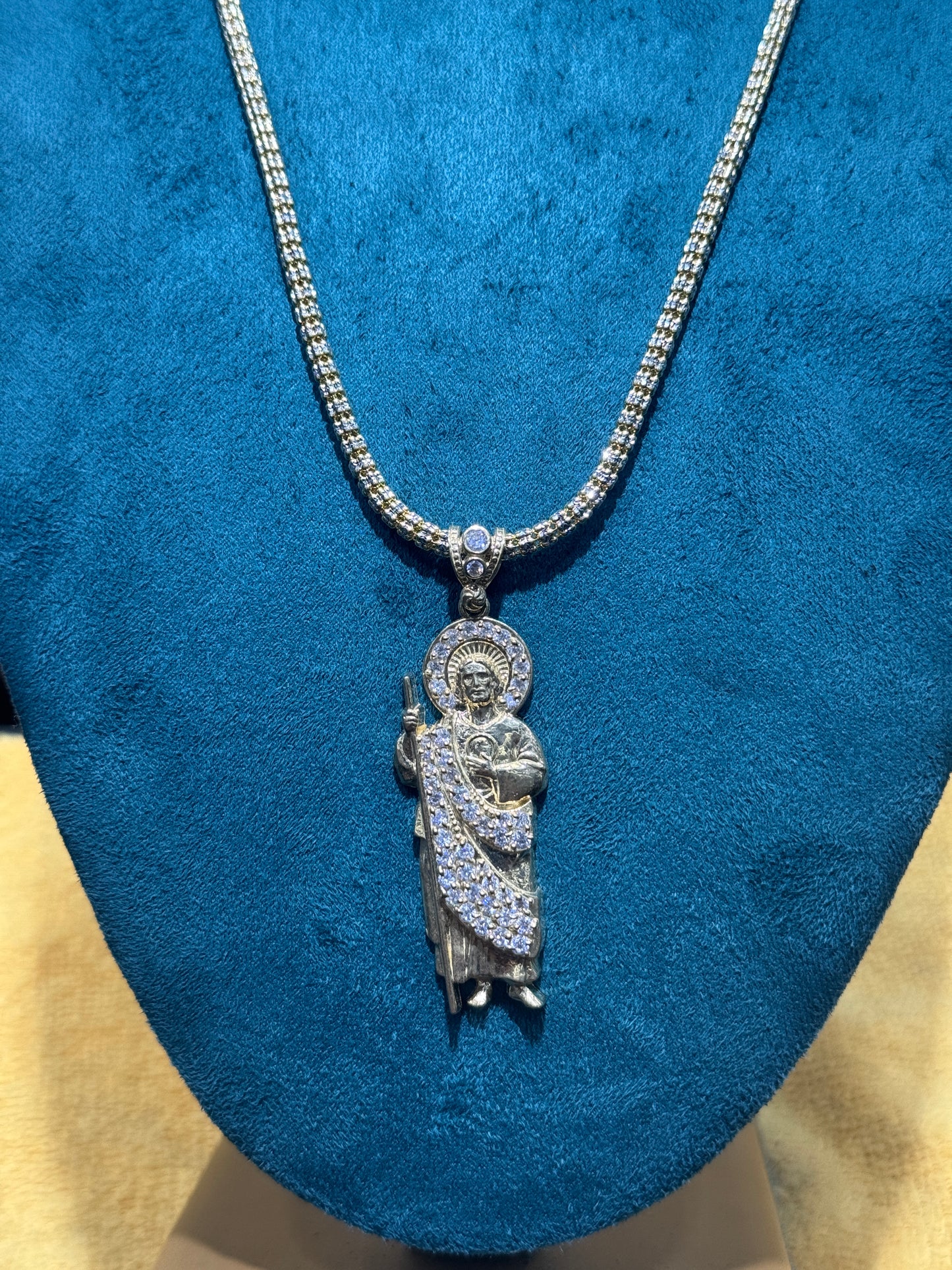 💎 14K Gold Ice Chain with Saint Jude Pendant unisex 💎