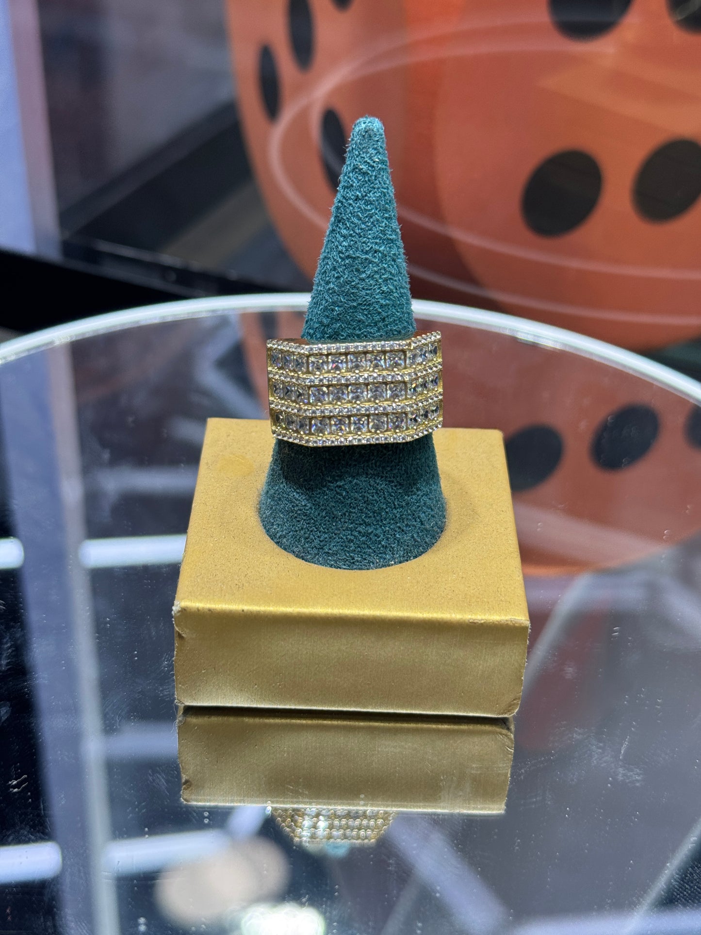 14K Gold Men’s Ring – Sparkling Cubic Zirconia 11.5”