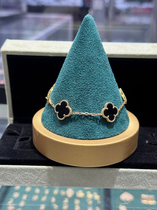 💛 18K Gold VL Clover Bracelet for Women – 7.5 Inches 💛